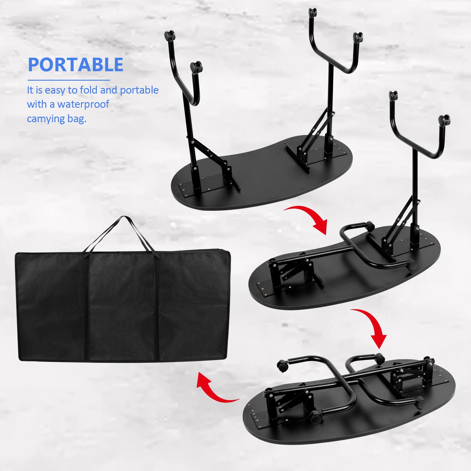 Black Portable Manicure Table Folding Nail Desk Beauty Salon Spa w/Wheels & Bag