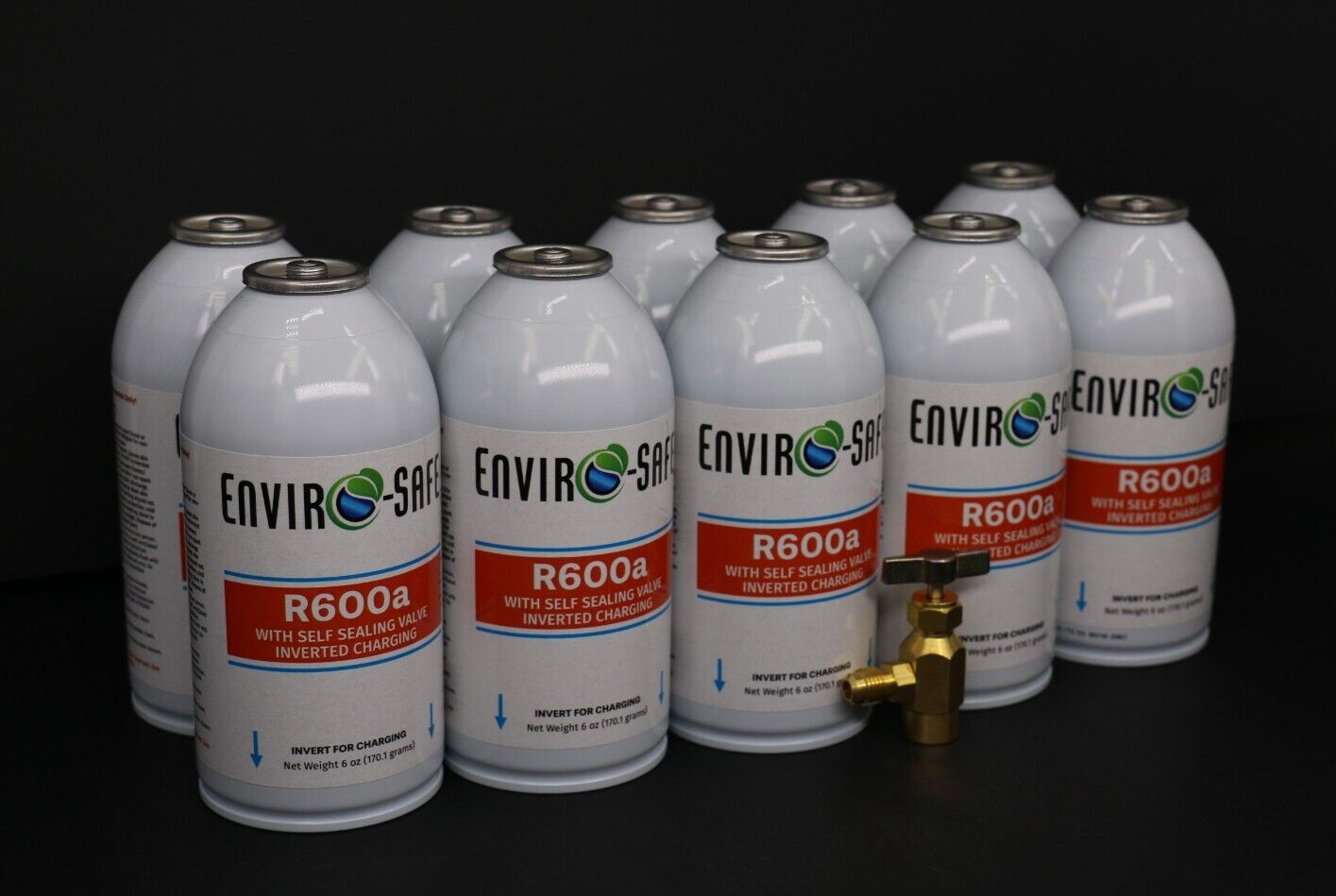Enviro-Safe R-600a Refrigerant with 7/16" Self Sealing K28/10 cans/TopTap