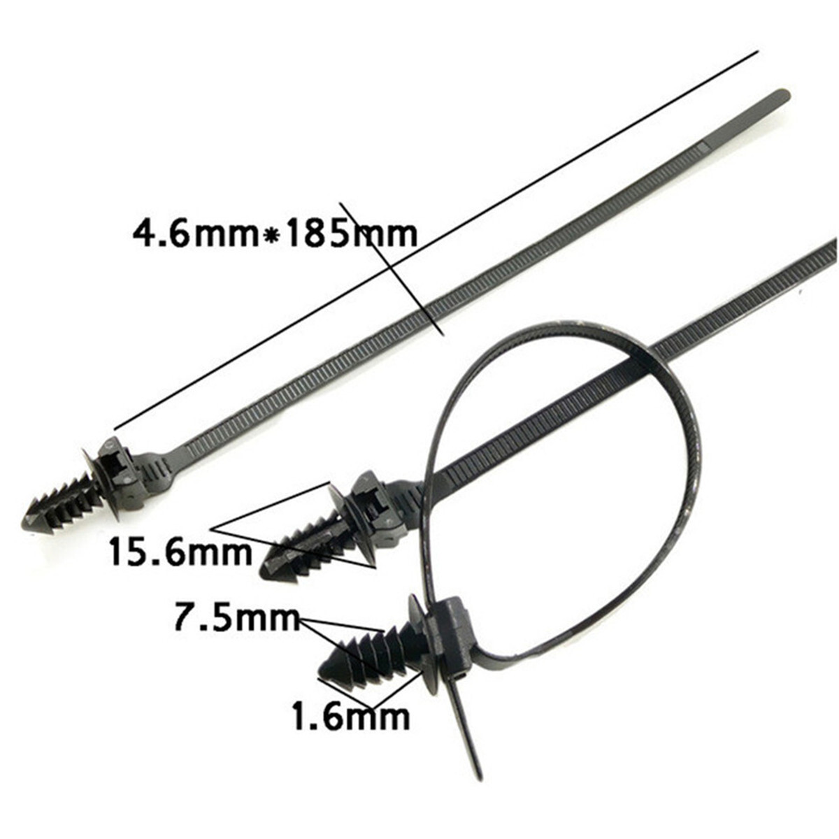 Car Pipe Cable Wiring Harness Fastener Push Clips Straps Wire Tie Released Zip