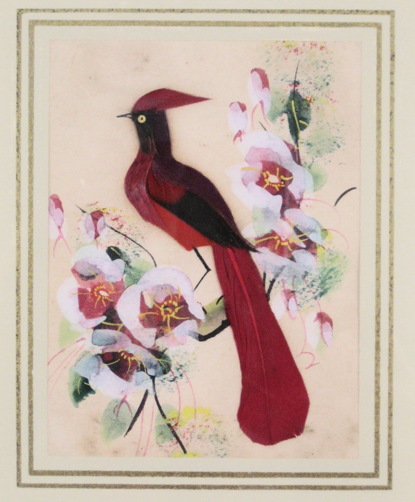 Lot of 5 Feather Art Bird Small Pictures Glen Bastion 1890-1966 Indiana Artist