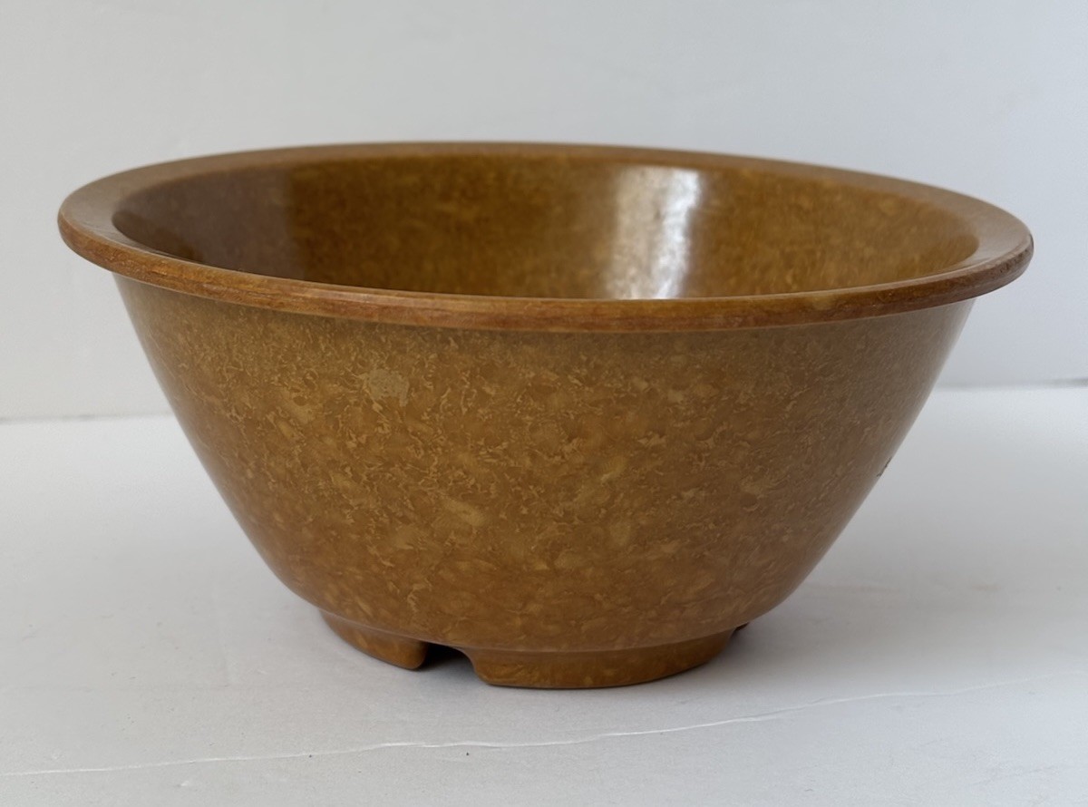 Vintage 1960 Halsey Inc U.S. Military Mess Hall Bowl Speckled Brown Melamine