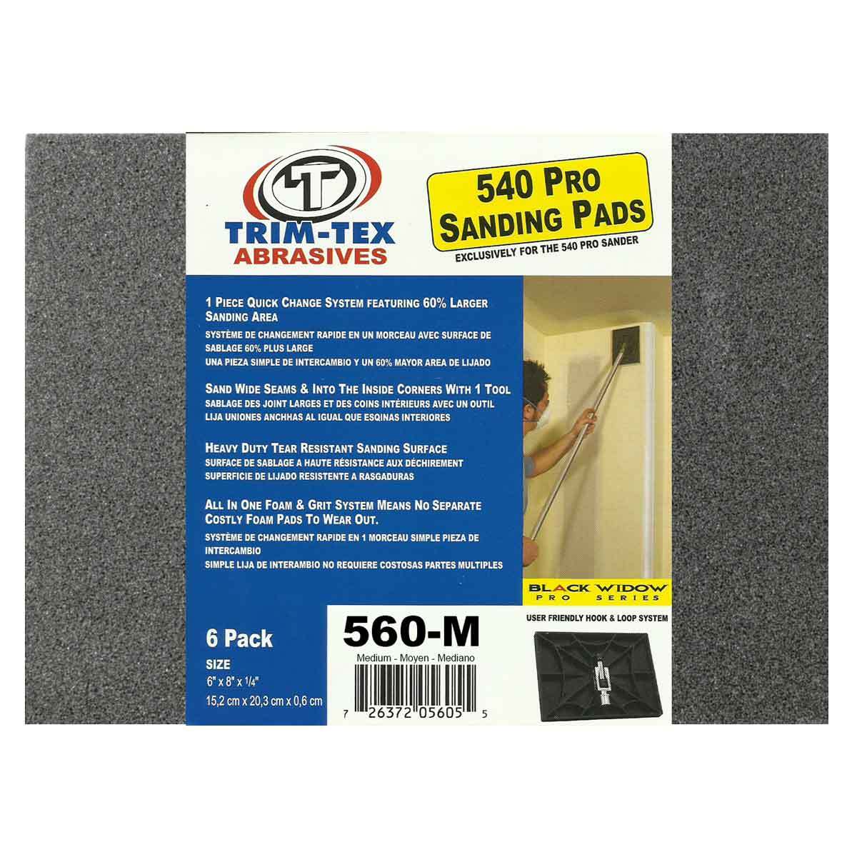 Trim-Tex Black Widow 560 Drywall Sanding Pads Medium 150 Grit 6/Pack