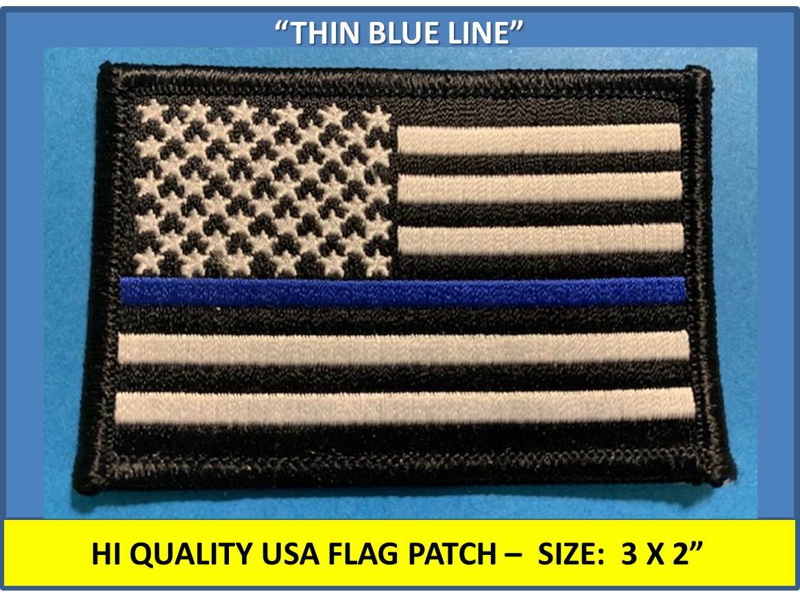 THIN BLUE LINE USA AMERICAN FLAG EMBROIDERED PATCH TACTICAL FLAG HI QLTY(3 x 2")