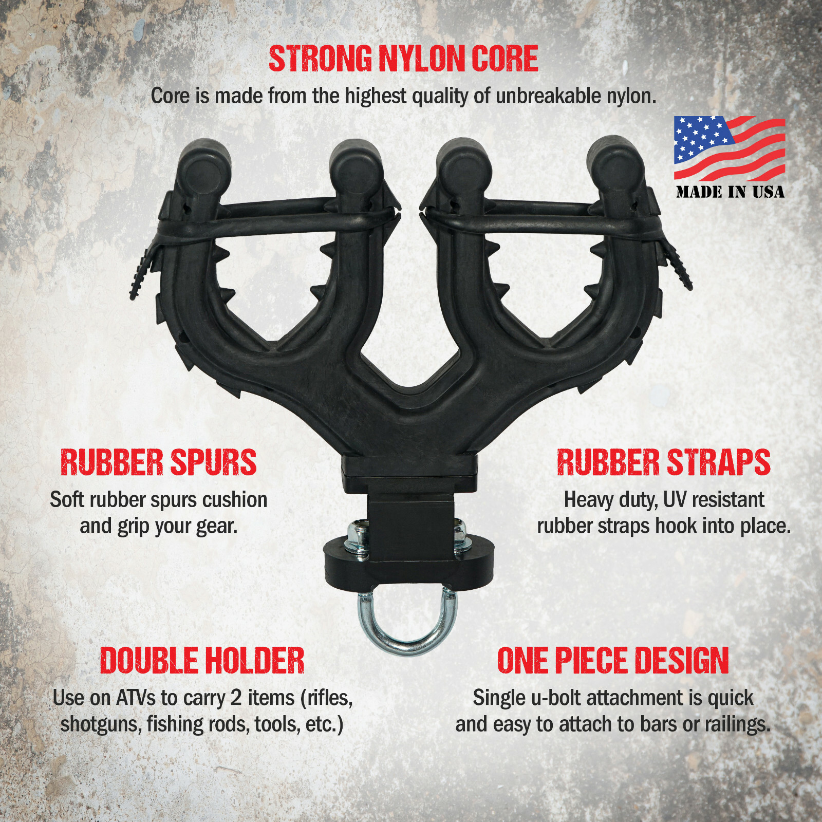 GRASPUR™ Double ATV Gun & Bow Rack - Model ATV2 - Made In USA - FREE SHIPPING