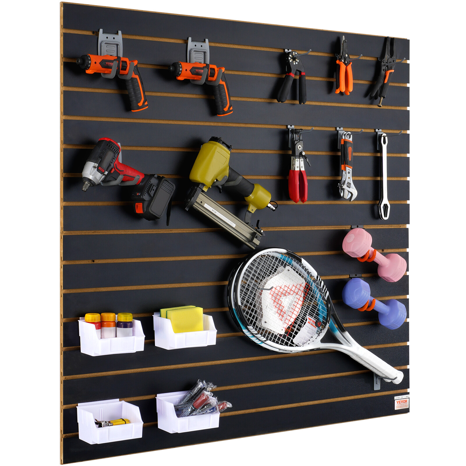 VEVOR Slatwall Panels Garage Storage Panel Organizer 2' H x 4' W Black Set of 2