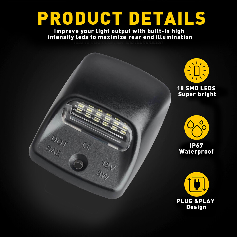 Pair LED White License Plate Number Lights For 2005-2015 Toyota Tacoma, Tundra