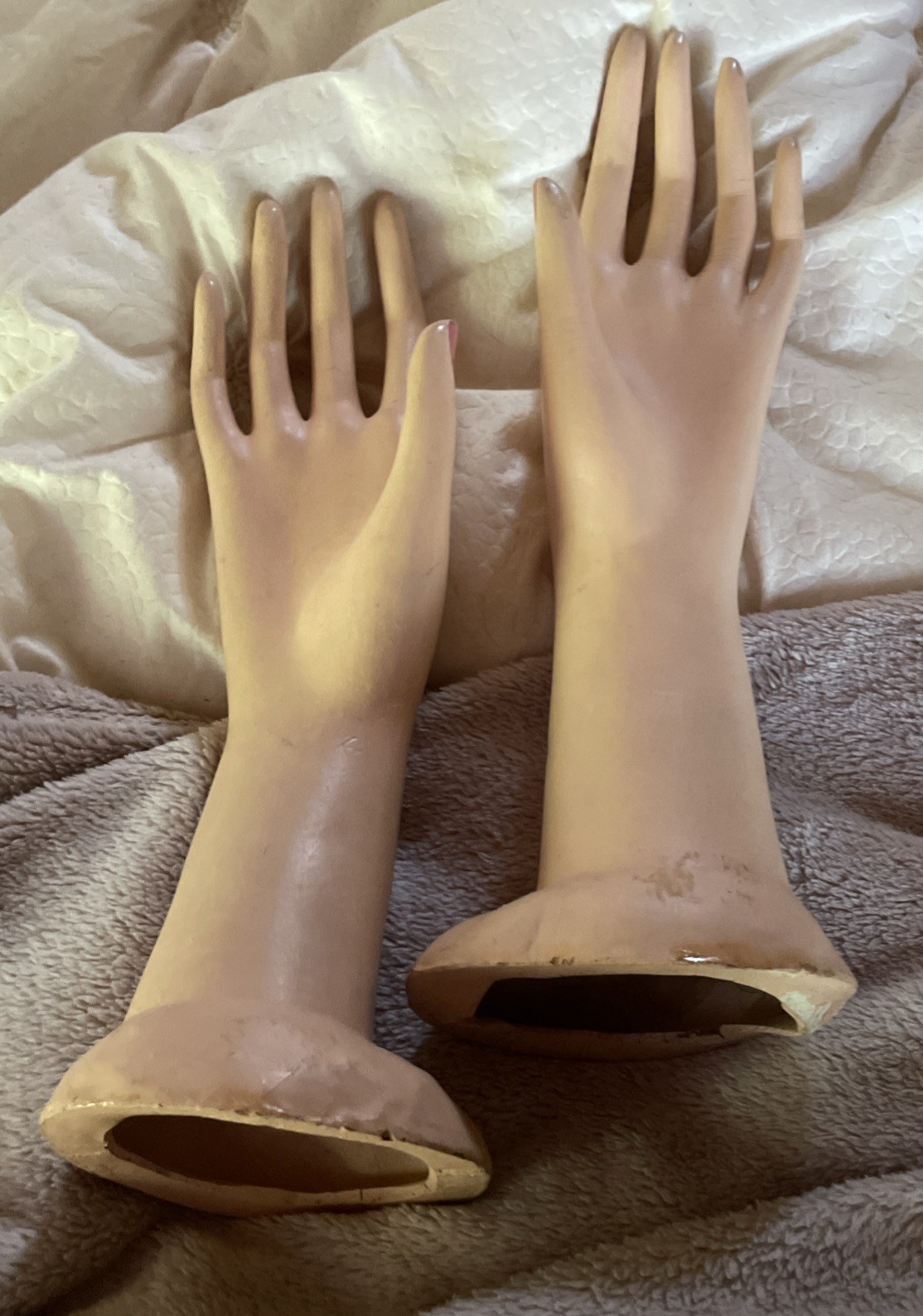 Antique/Vintage French Style Mannequin Hand Pair, 11-11.75”Tall