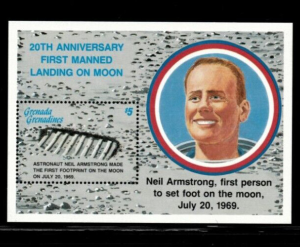 Grenadines 1989 - Space Moon - Souvenir Stamp Sheet - Scott #1075 - MNH