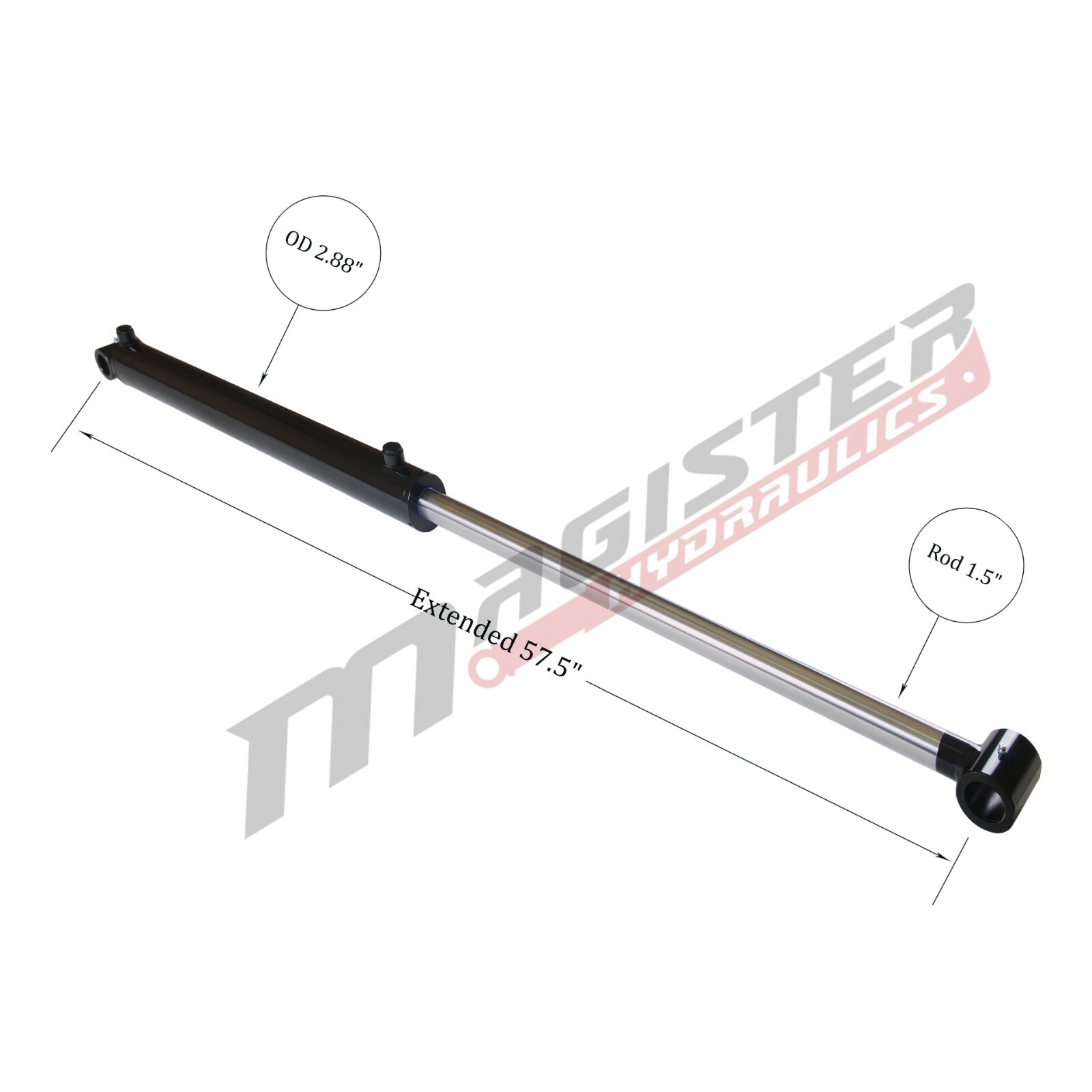 Hydraulic Cylinder For Loader Double Acting 2.5" Bore 23.5" Stroke 2.5x23.5 NEW