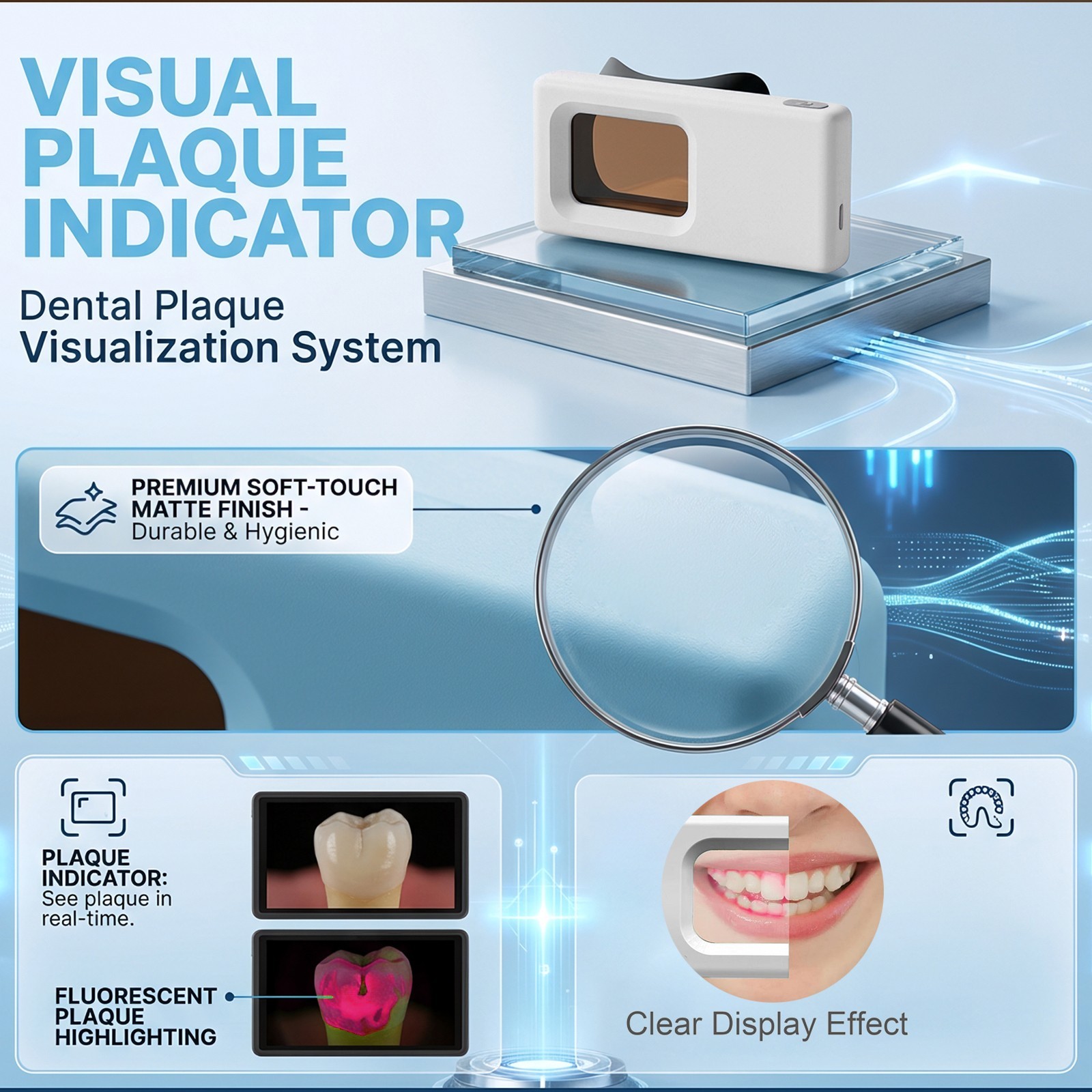 Electric Dental Plaque Indicator Detector Display Device Oral Hygiene Care White