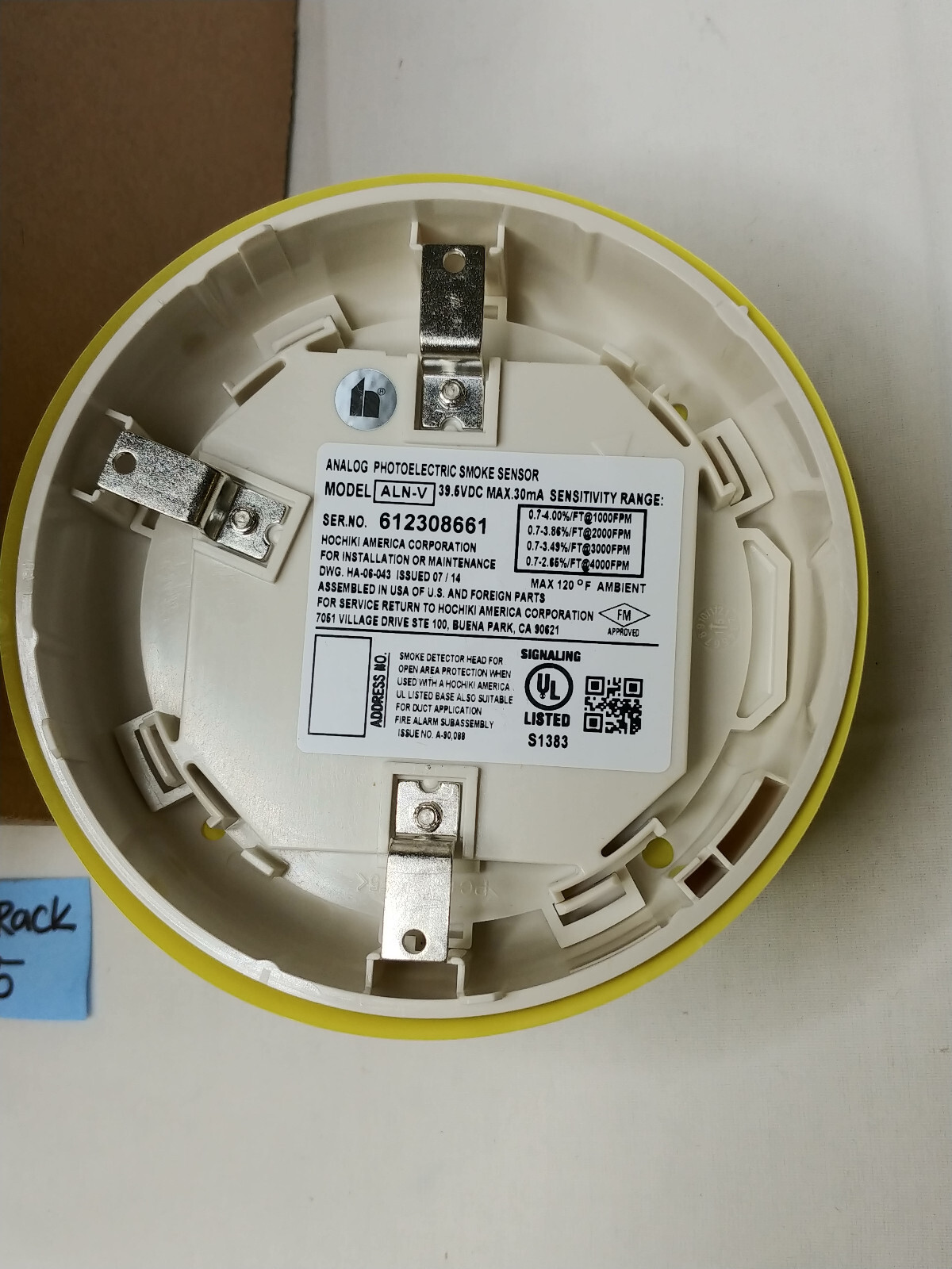 Hochiki Photoelectric Smoke Sensor ALN-V (LOT OF 5)