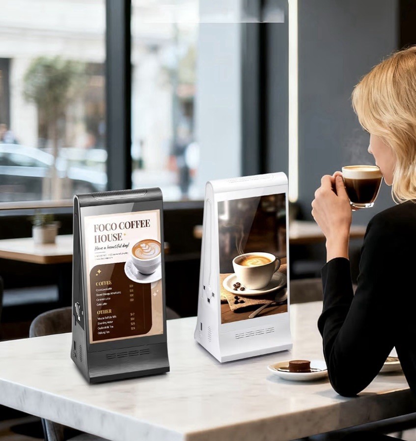 Dual Screen Stand Player Restaurant Table Advertising Digital Menu Display WiFi