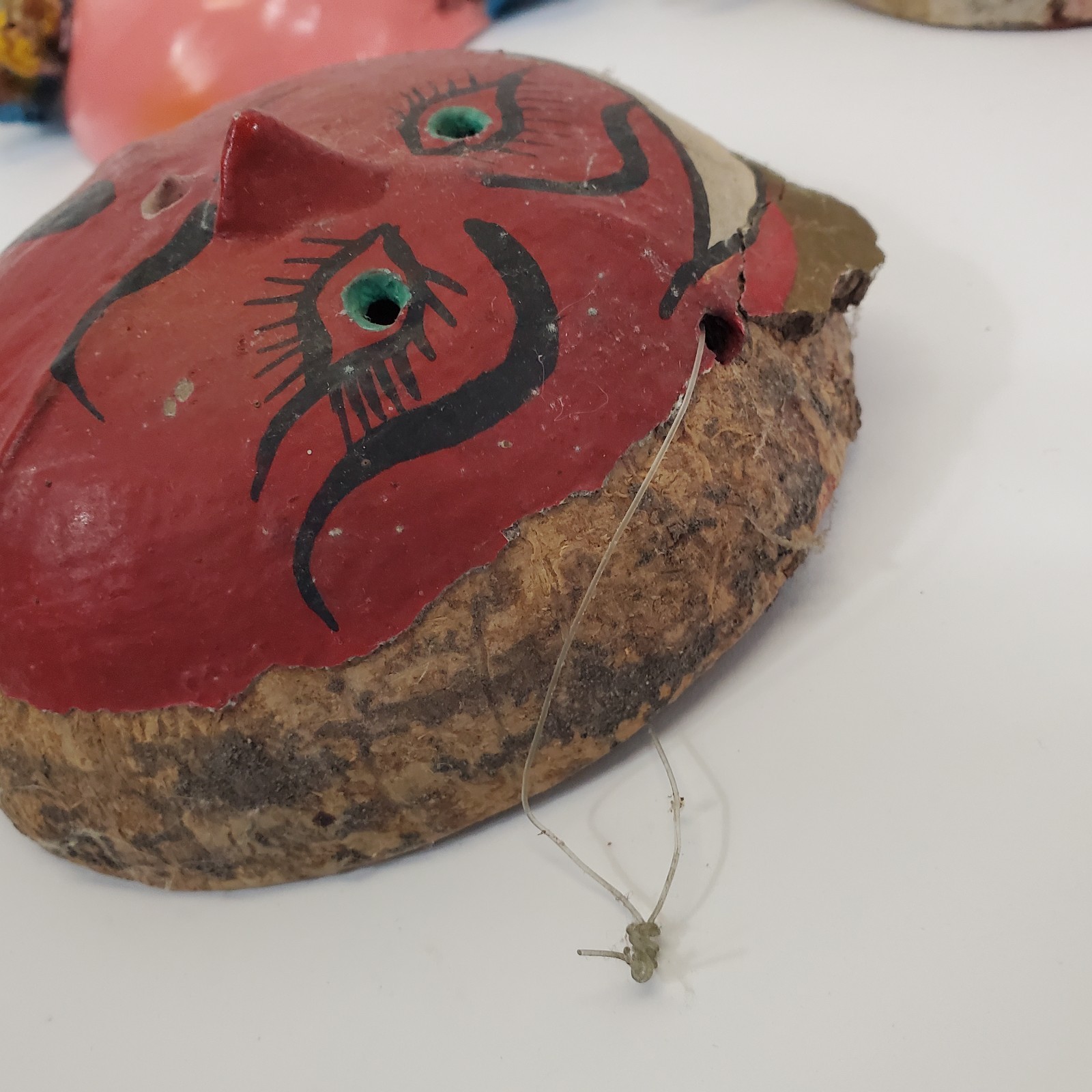 Vintage Lot of 3 Mexican Coconut Shell Folk Art Masks Guerrero Wall Decor