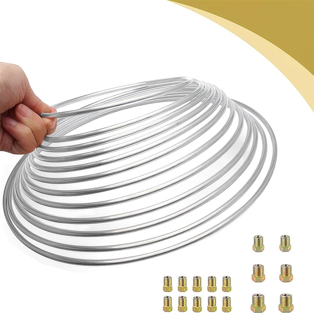 Brake Line Tubing Kit Flexible Double Galvanized Steel 25 Ft 3/16 16 Fitting USA