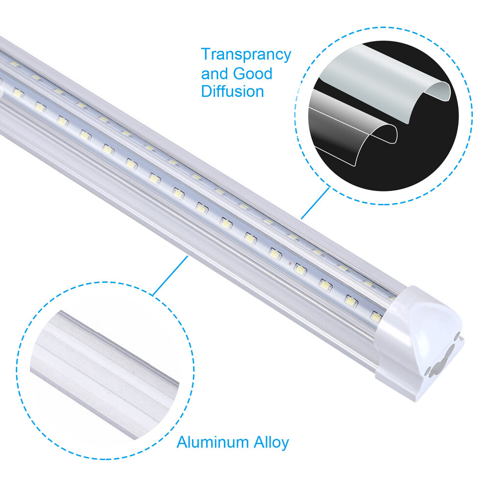 2FT 4FT 5FT 6FT 8FT 120W LED Shop light Fixture 6000K 8Foot LED Tube Light Bulbs