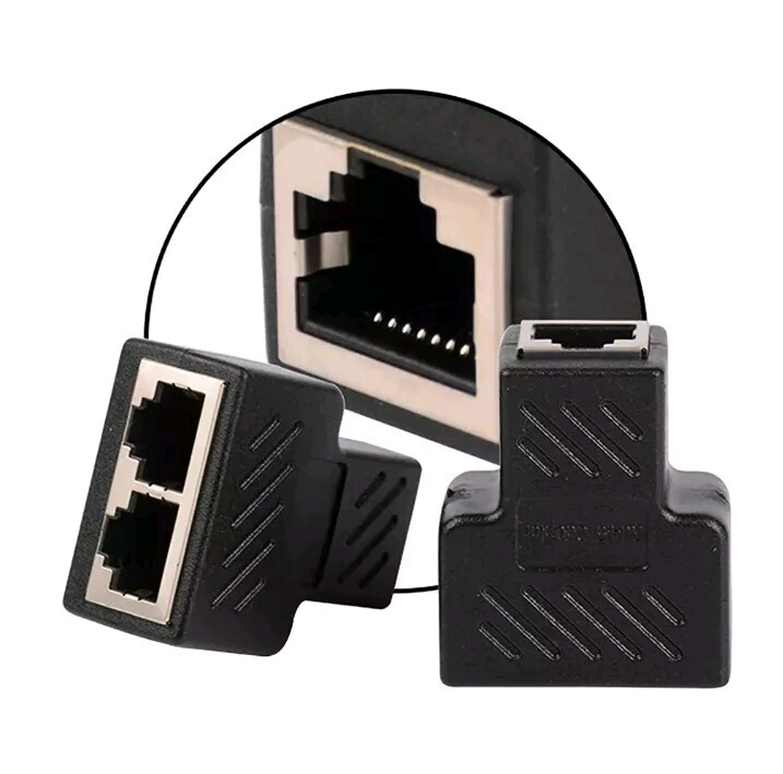 RJ45 Splitter Adapter 1 to 2 Ways Dual Female Port CAT6/5/7 LAN Ethernet Cable