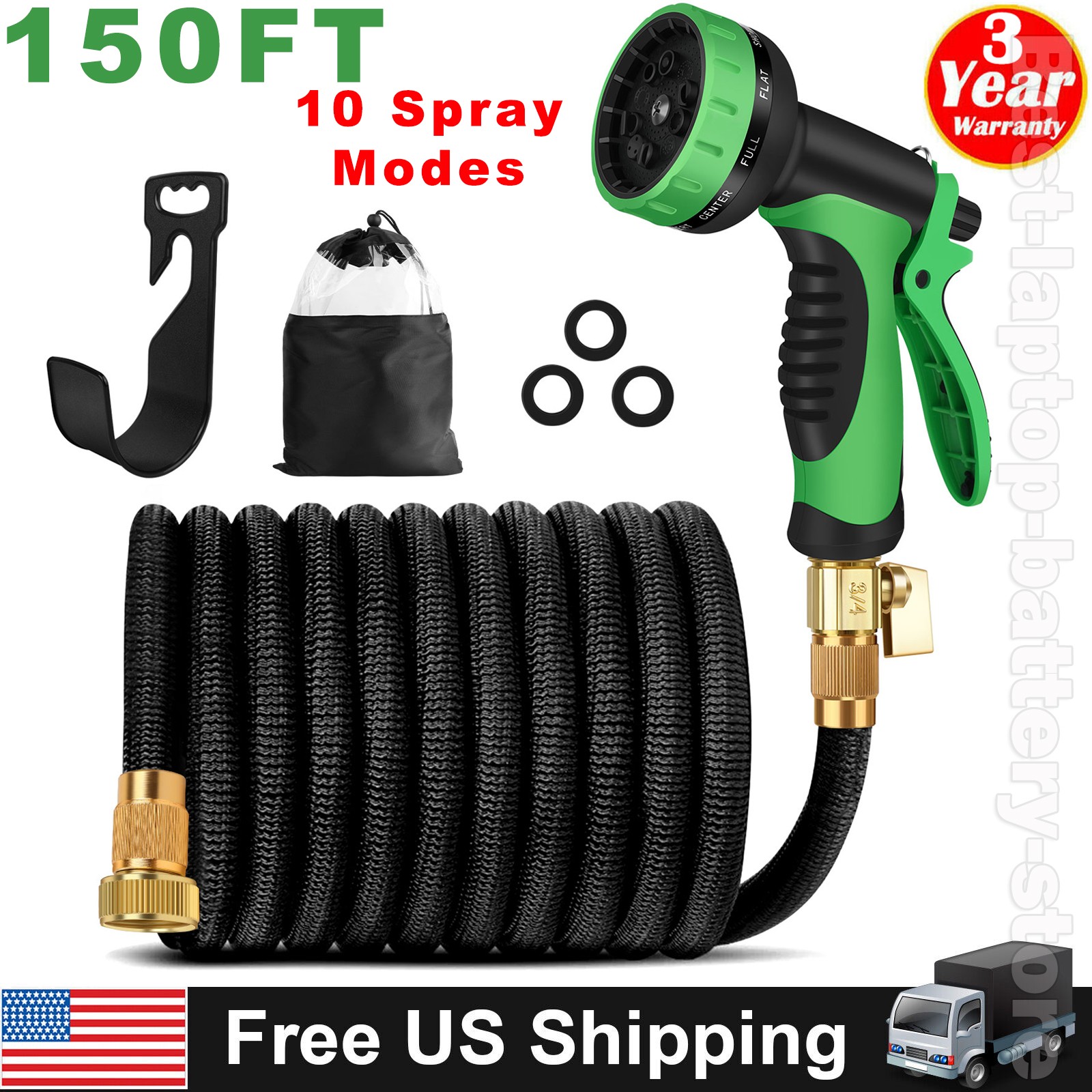 150FT Expandable Flexible Heavy Duty Garden Water Hose with 10 Mode Spray Nozzle
