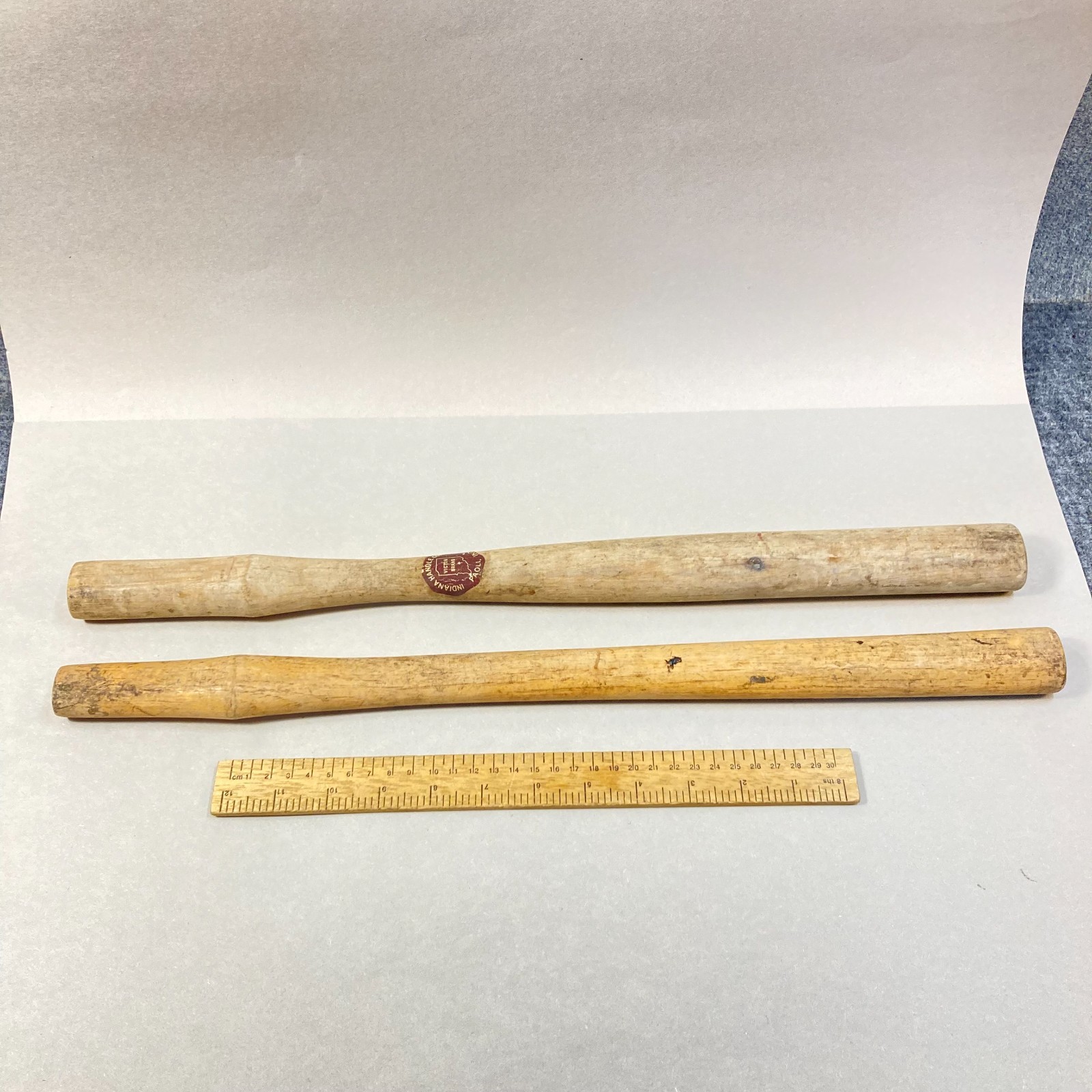 Vintage Indiana Handle Co. Axe Sledgehammer Wood Handle 2 Pc Replacement USA