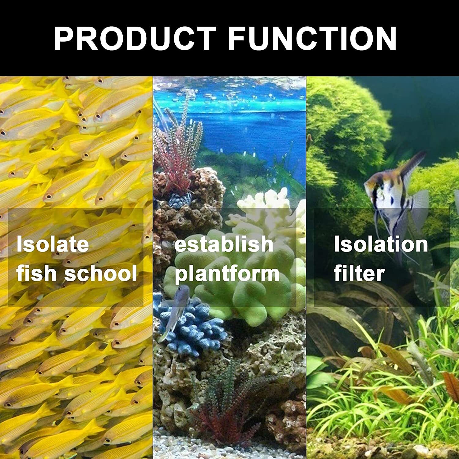 4pcs Aquarium Divider Tray Egg Crate Grid Fish Tank Divider Bottom Isolation