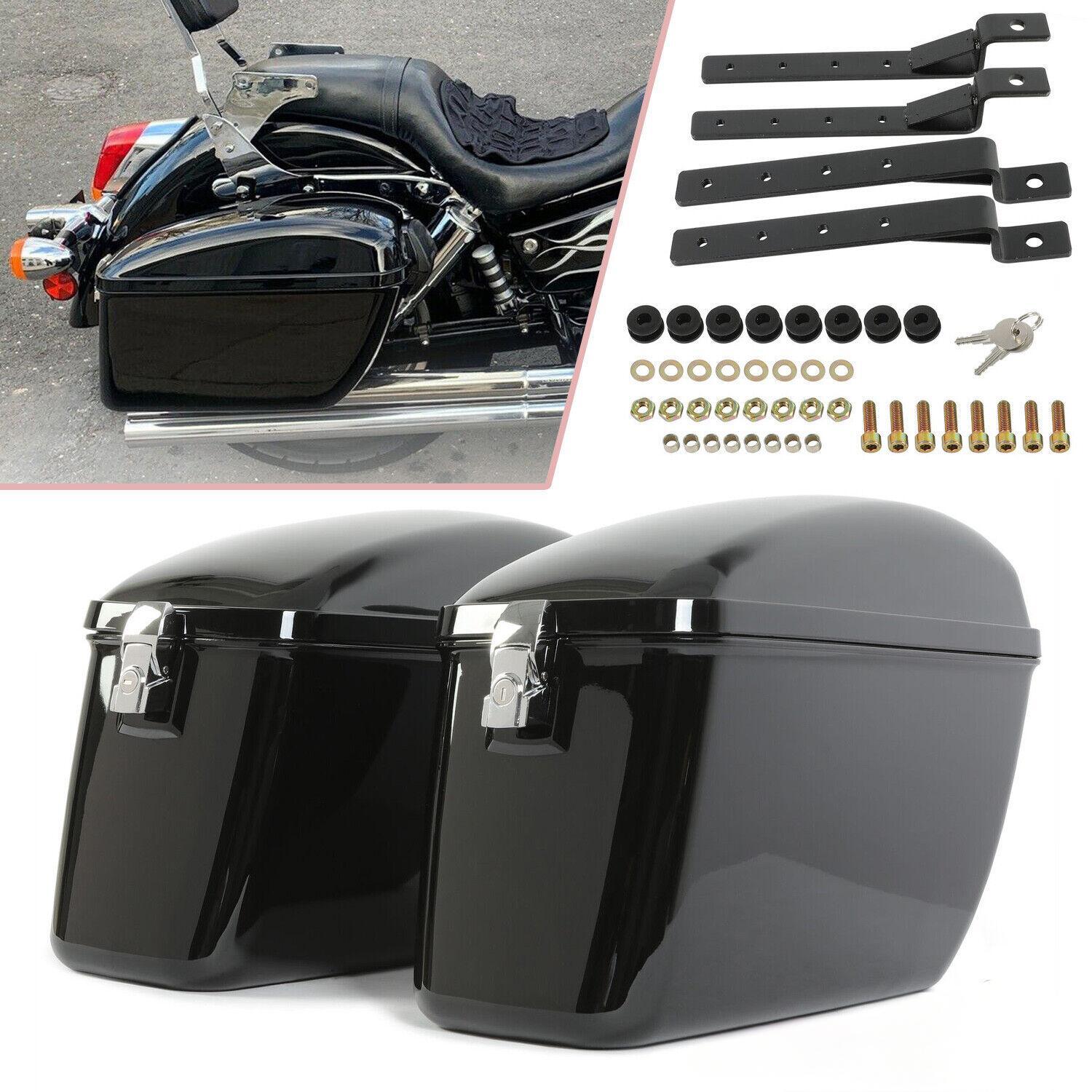 Motorcycle Hard Saddlebags Saddle Bags Luggage For Harley Honda Yamaha Cruiser