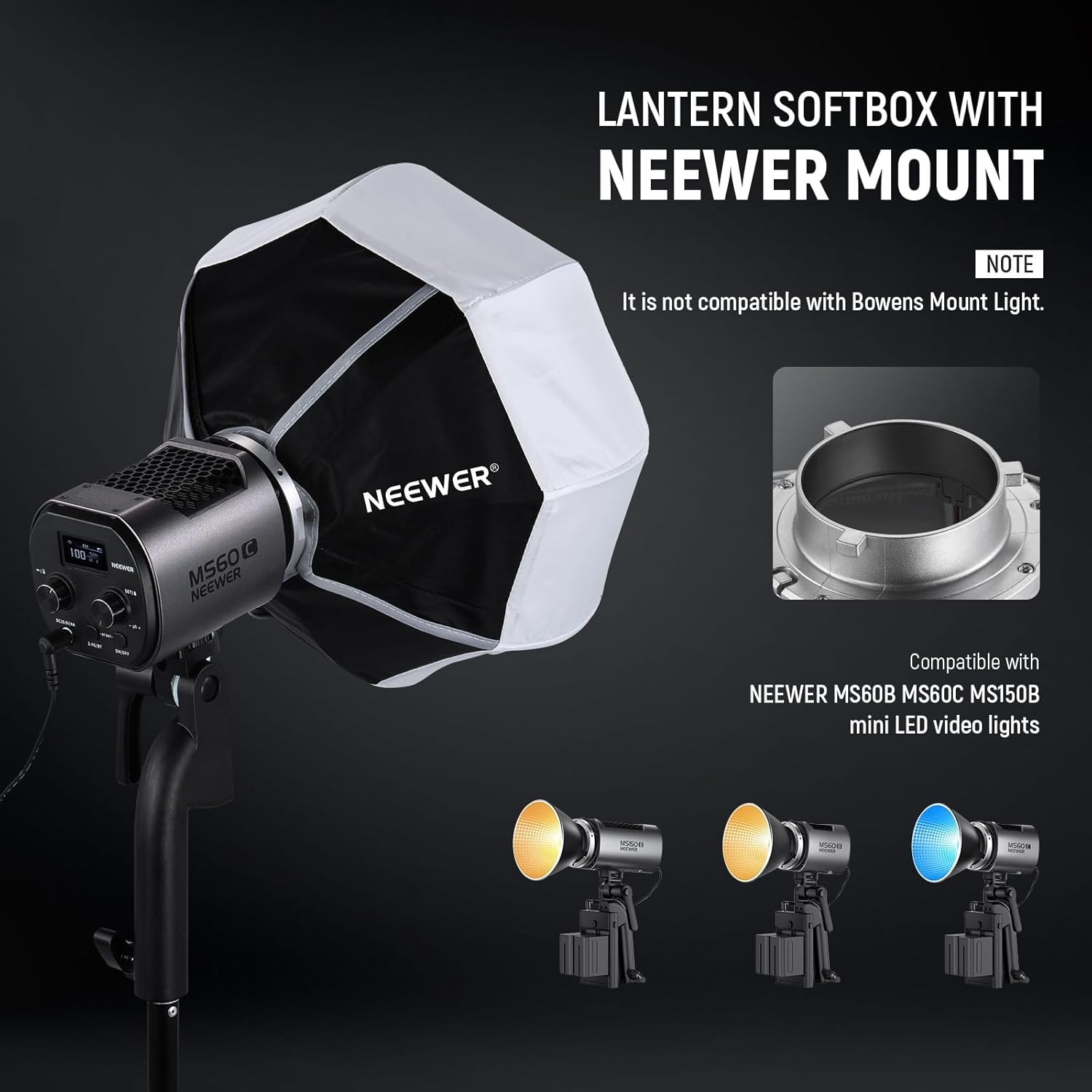 NEEWER 12"/30cm Lantern Softbox Light Diffuser Use for NEEWER Mount only