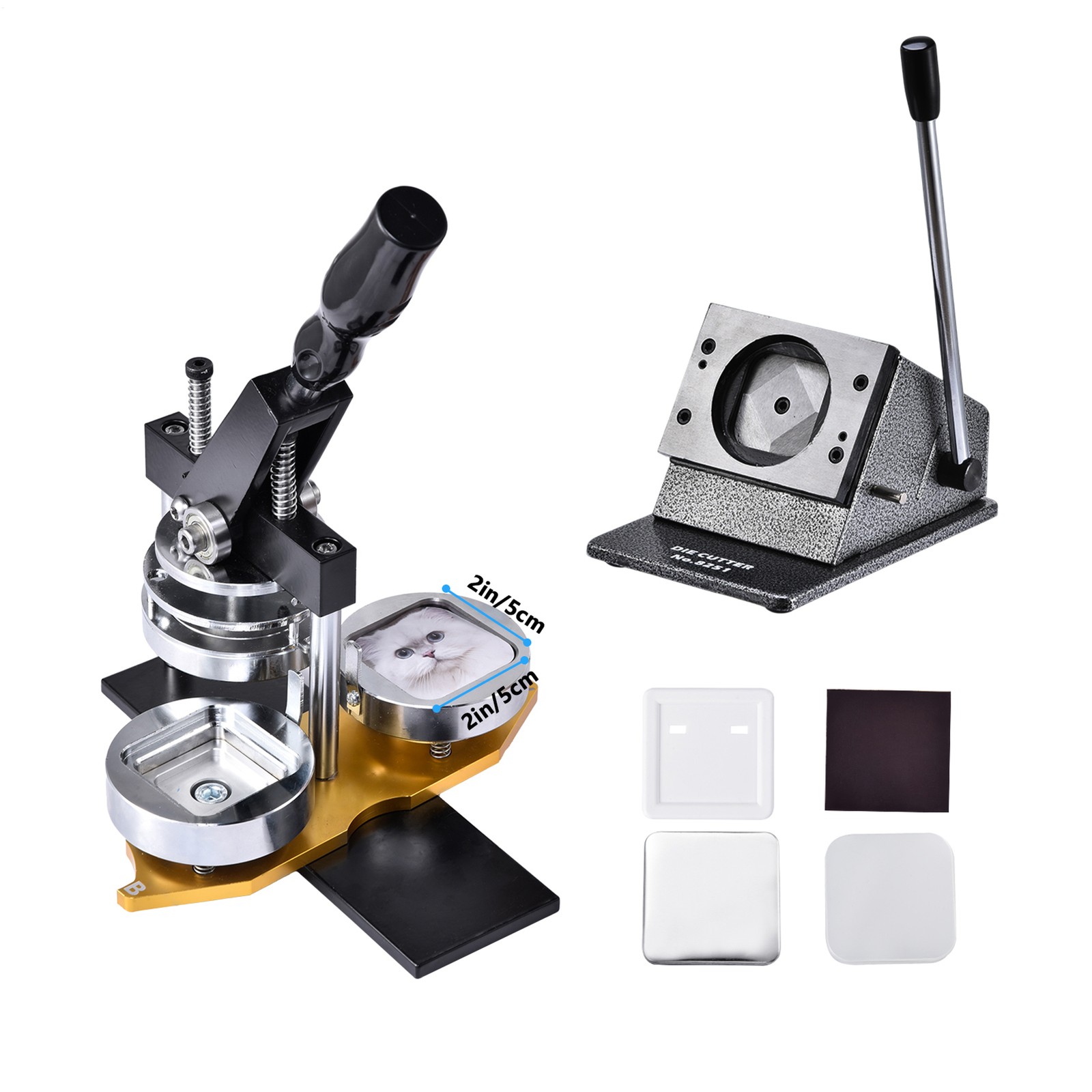 50mm 2inch Square Fridge Magnet Making Machine Kit + 100 Sets Magnet Consumables