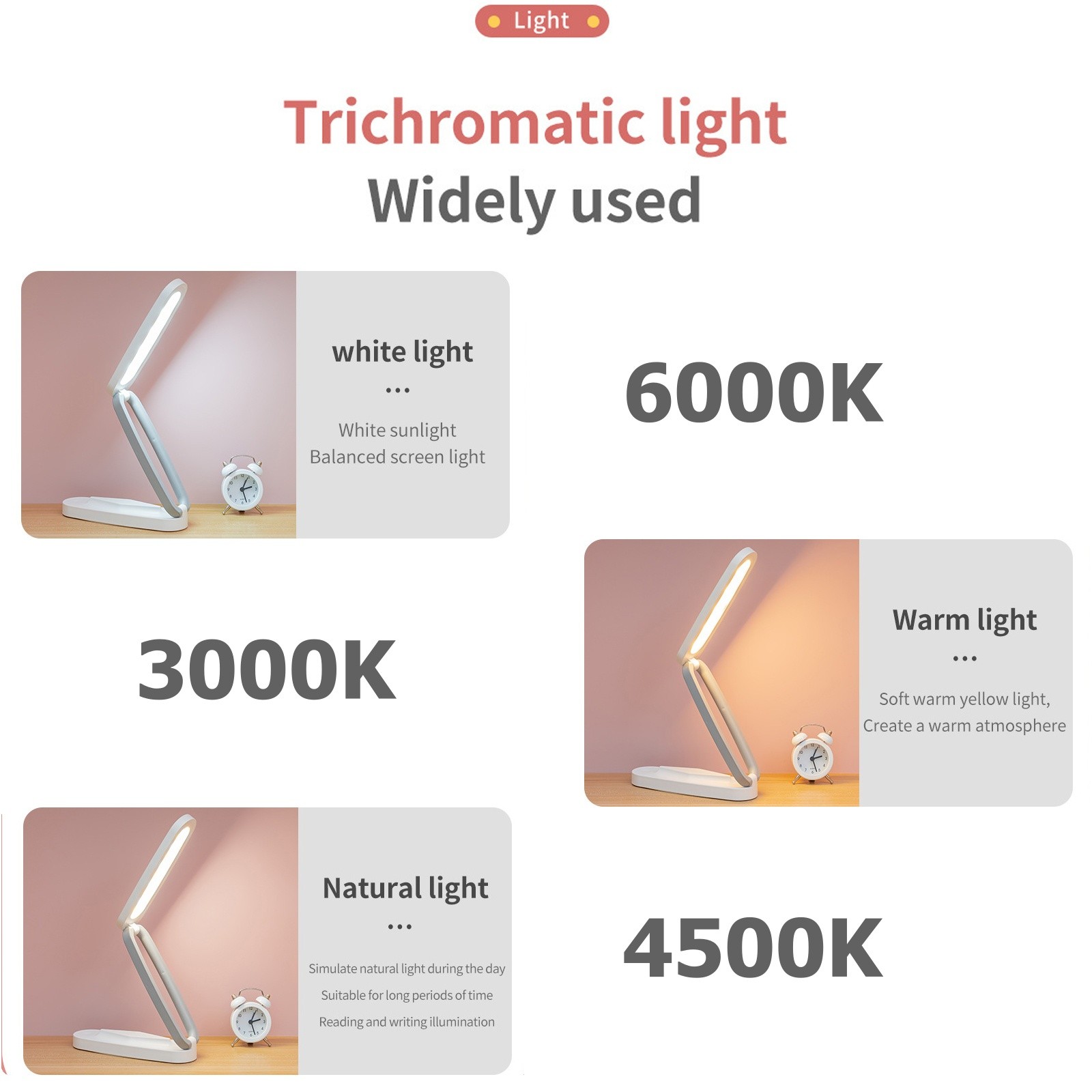 LED Desk Lamp – Rechargeable, Foldable, Portable Light with 3 Brightness Levels