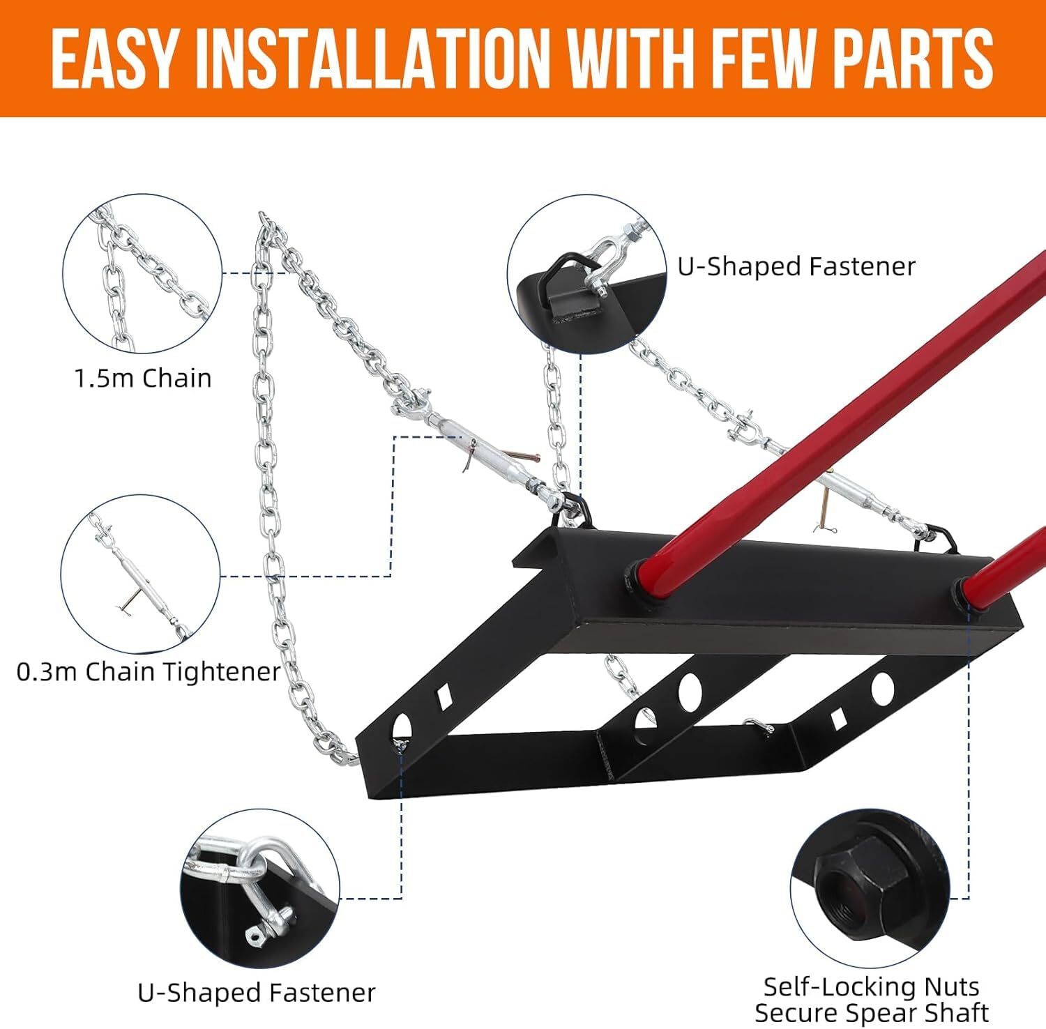 4000LB Hay Bale Spear Attachment | 39" with 2 Spears, Quick Attach for Skid Stee