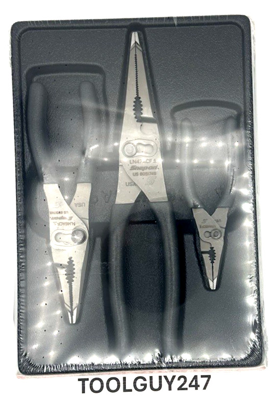 SNAP ON TOOLS USA 3PC DK TITANIUM LONG NOSE Slip Joint Pliers Set PL3LNSJCF DT