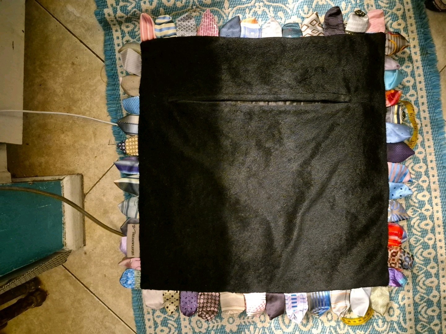 Dreamweavers Shaggy Multicolor Patchwork Silk Necktie Throw Pillow Sham 18"