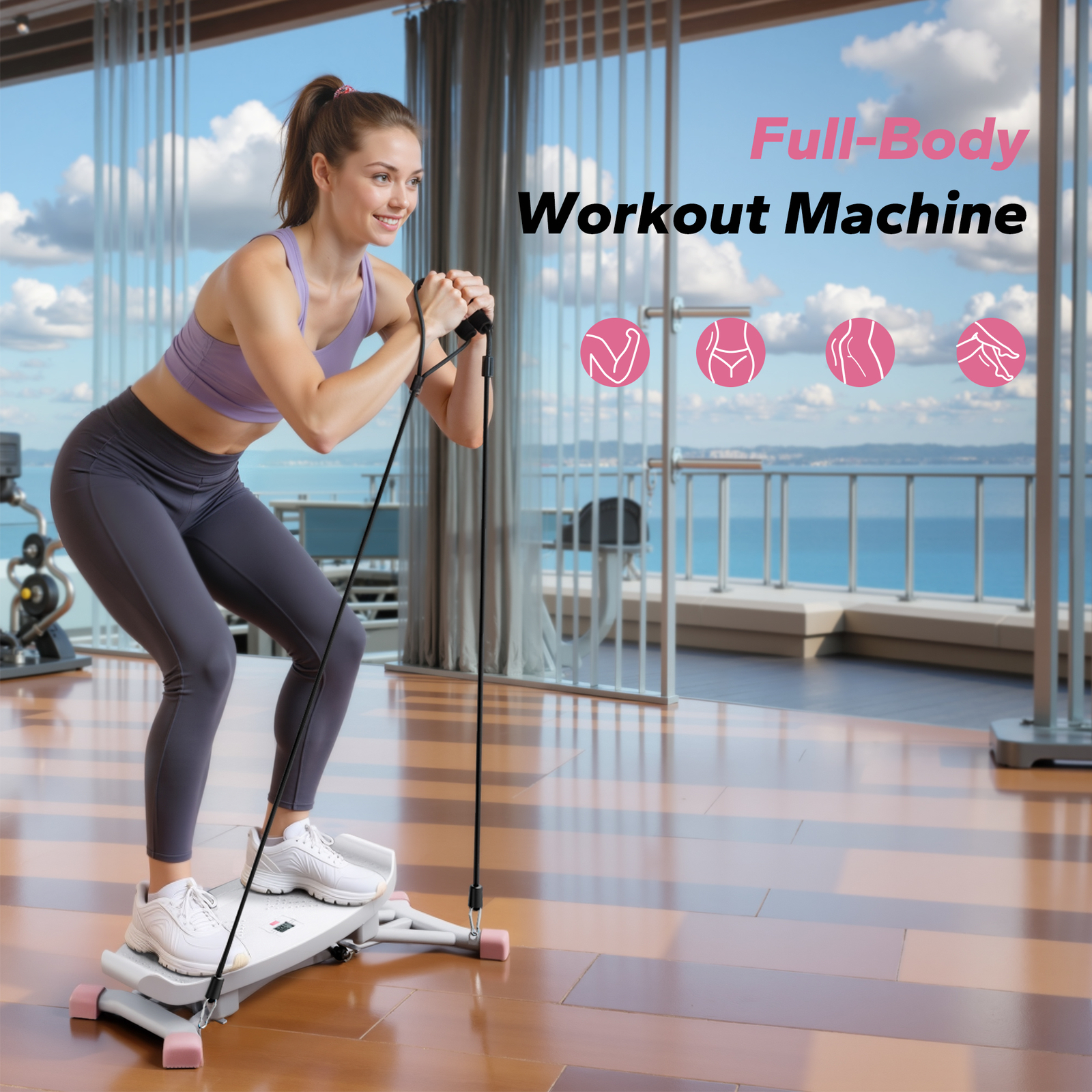 MERACH Slide Steppers for Exercise at Home Stair Stepper with Resistance Bands