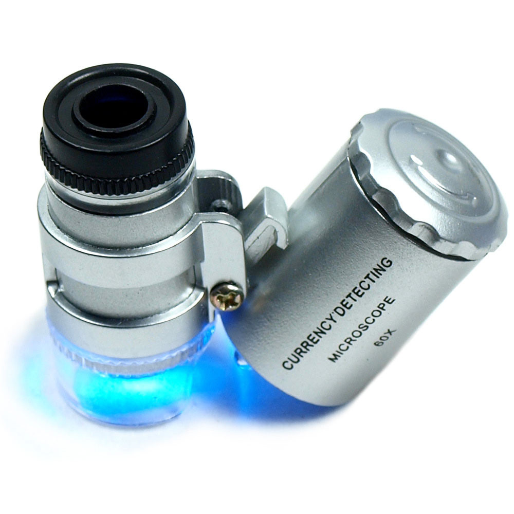 Mini 60X Jewelers Loupe / Magnifier with LED & Fluorescence Ultra Violet Lights