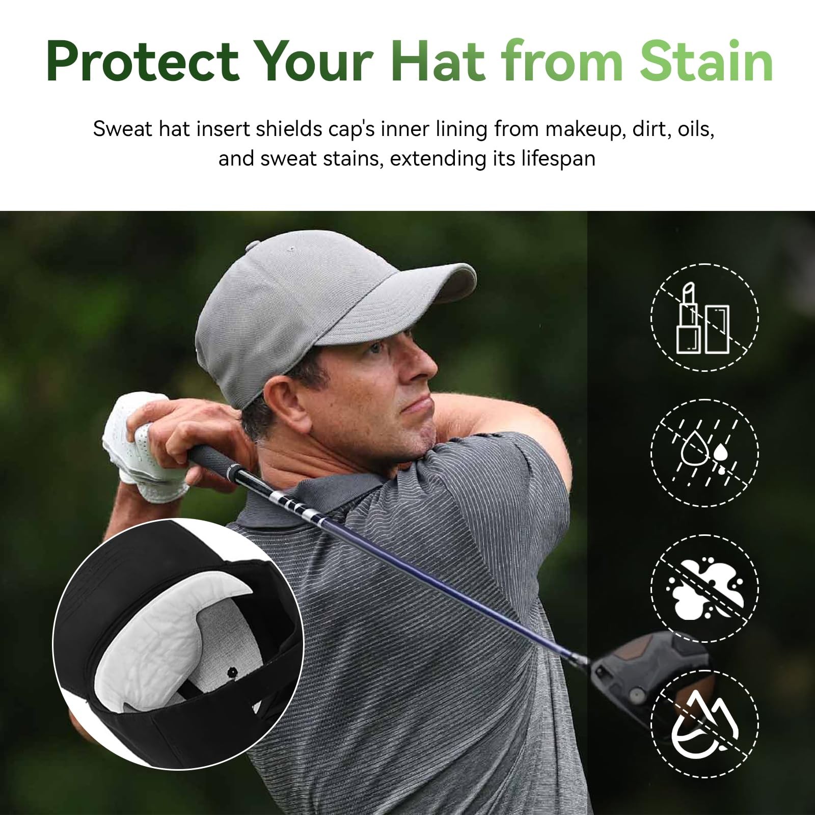 30Pcs Hat Sweat Liner for Baseball Cap, Absorbent Pads Hats, White