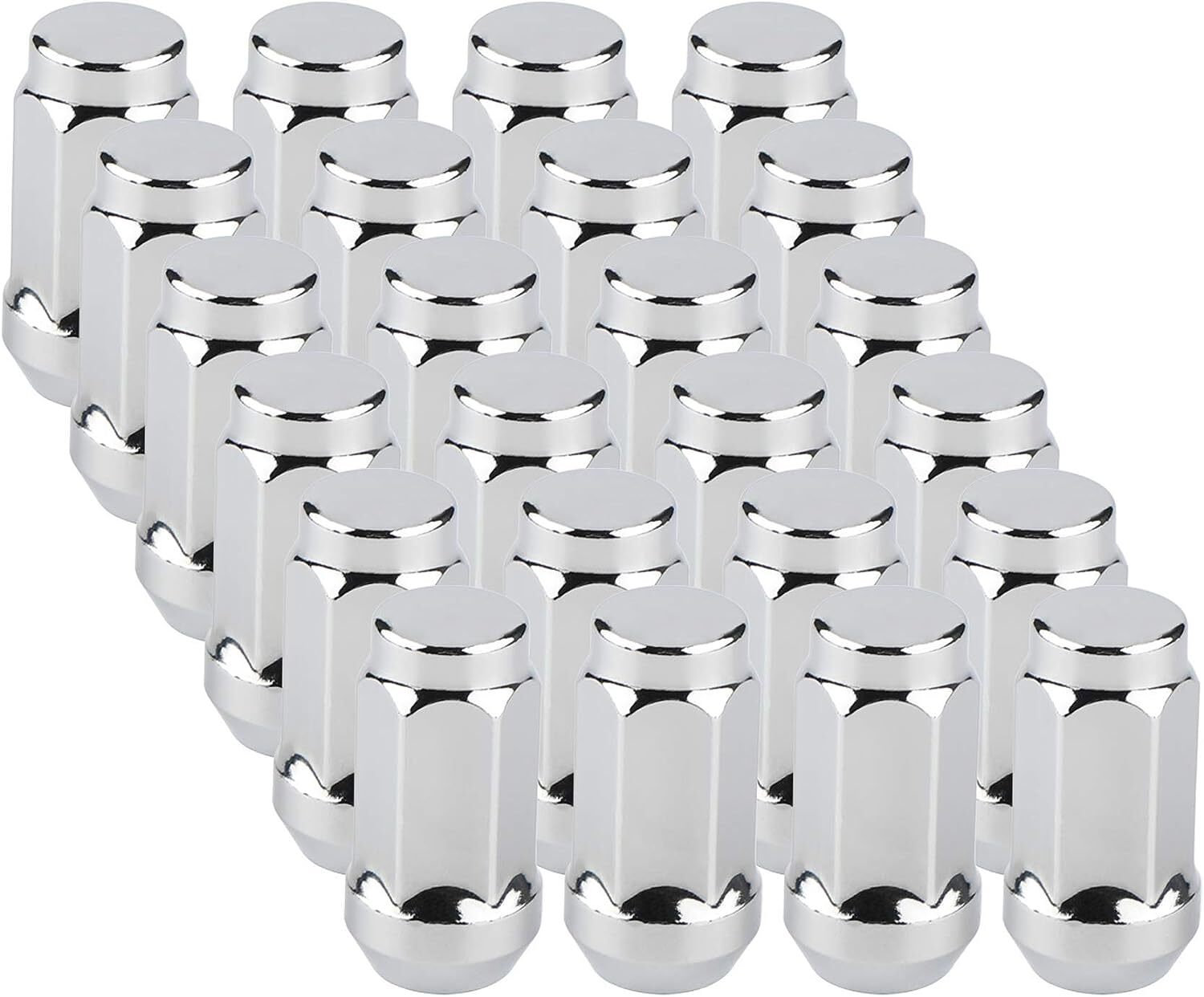 24 Chrome 14x1.5 Bulge Acorn Lug Nuts 1.78" For Chevy GMC Silverado Sierra 1500