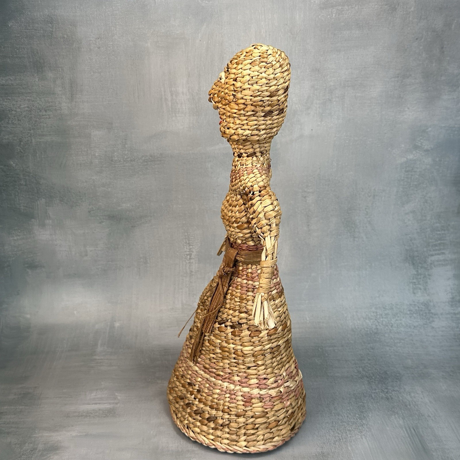 Vintage Native American Skokomish Basketry Basket Doll Woman Dress 13”