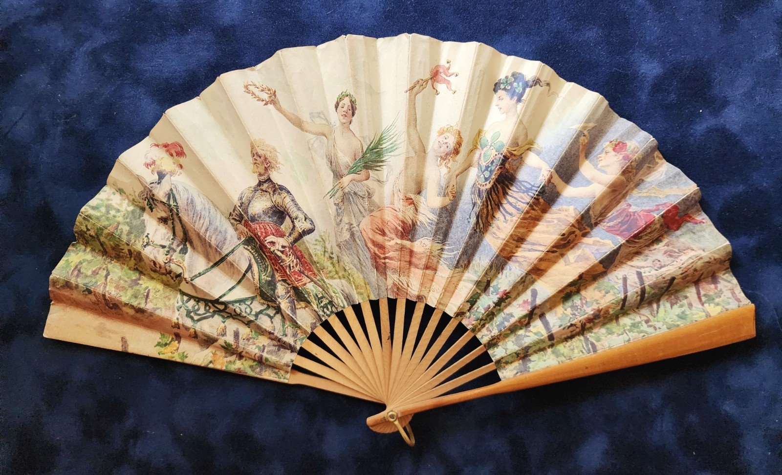 Antique "The Happy Chevalier" Advertising Hand Fan, Ca. 1900, Maurice Leloir