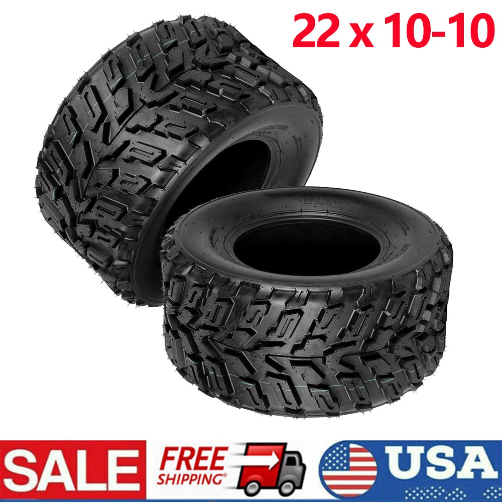 2 Pack 22x10-10 ATV UTV Tires 22x10x10 22 10 10 All Terrain Tires 6PR Tubeless