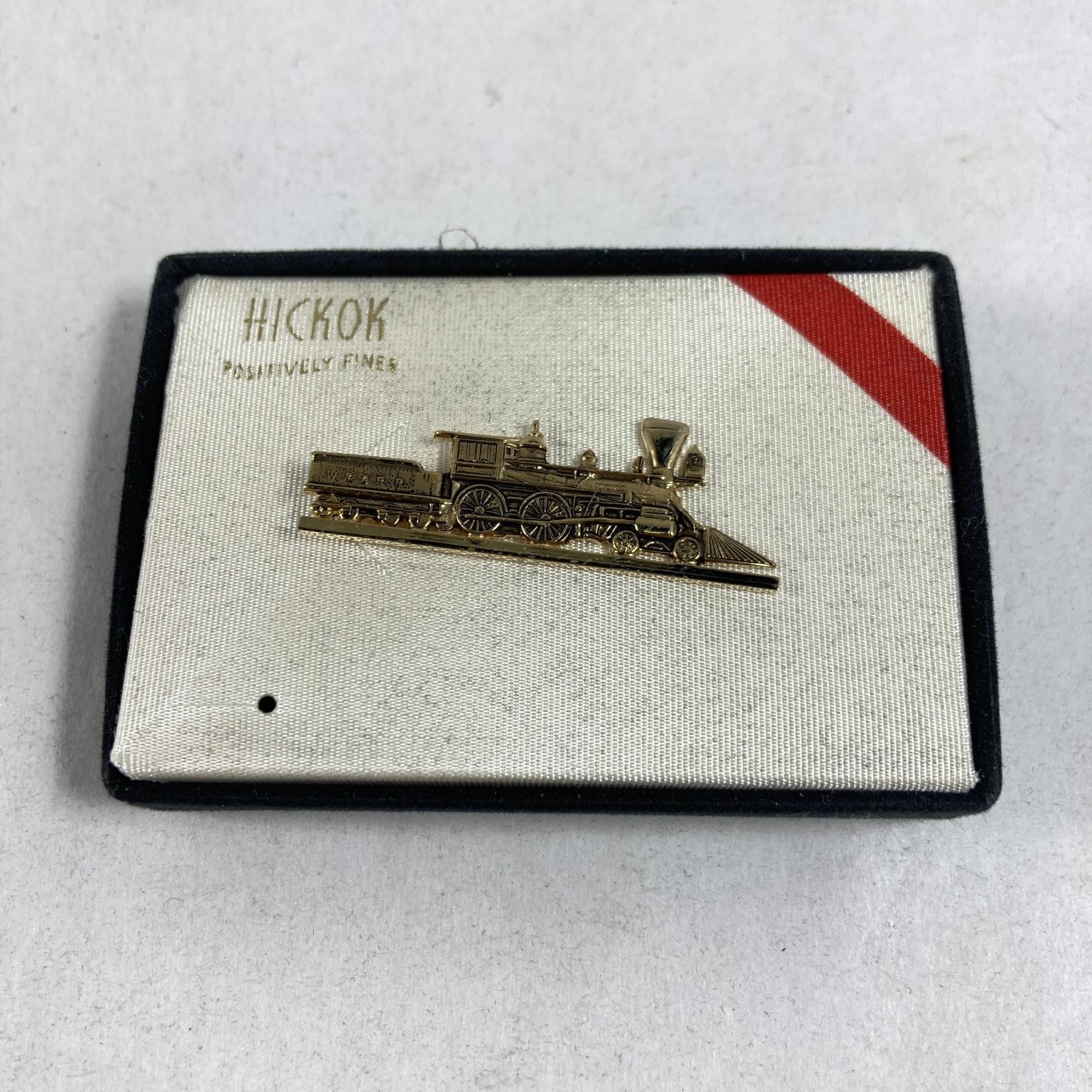 Vtg Hickok L&N System The General Steam Engine 1 5/8 Inch Gold Tone Tie Clip