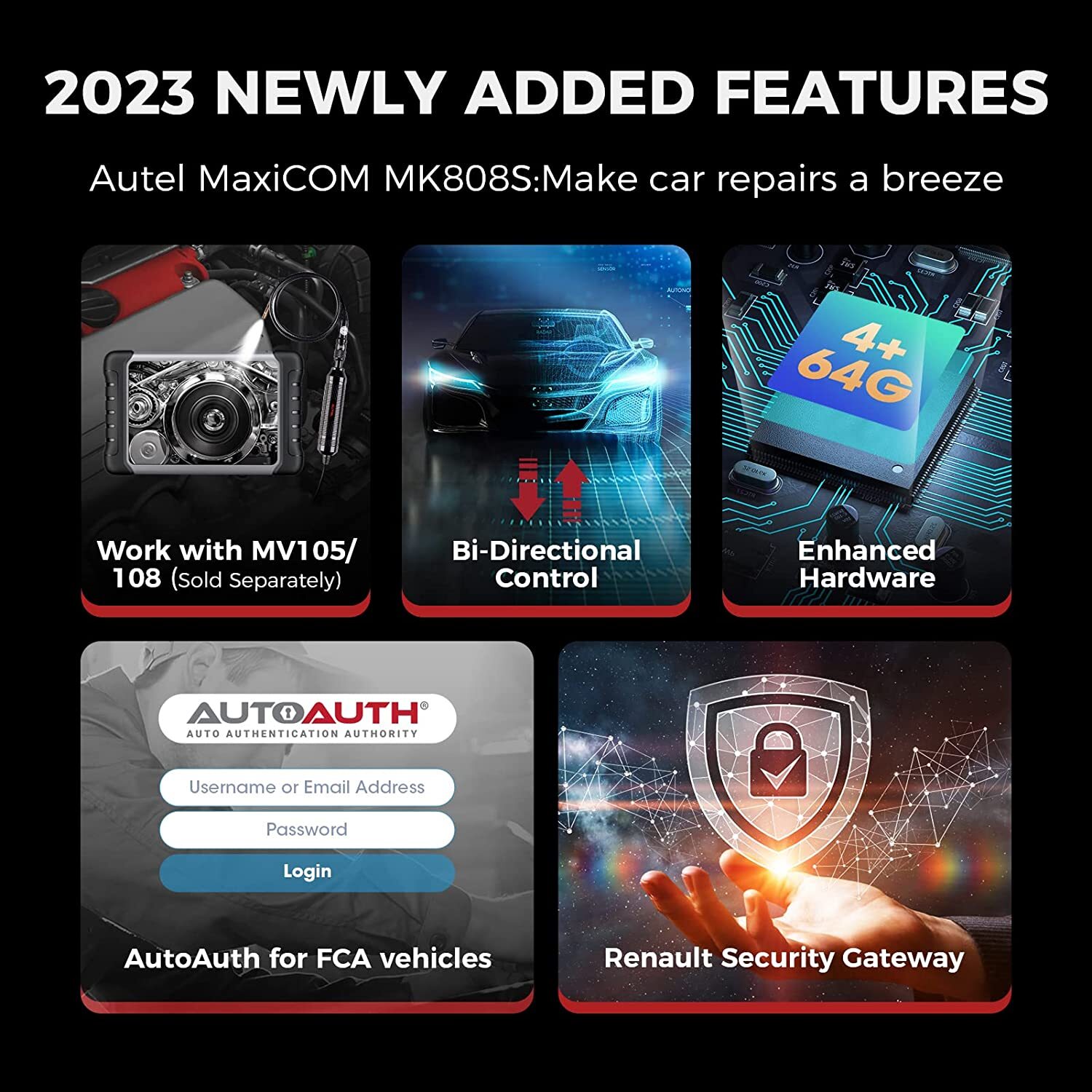 2023 Autel MaxiCOM MK808S Bidirectional Car Diagnostic Scanner Tool Key Coding