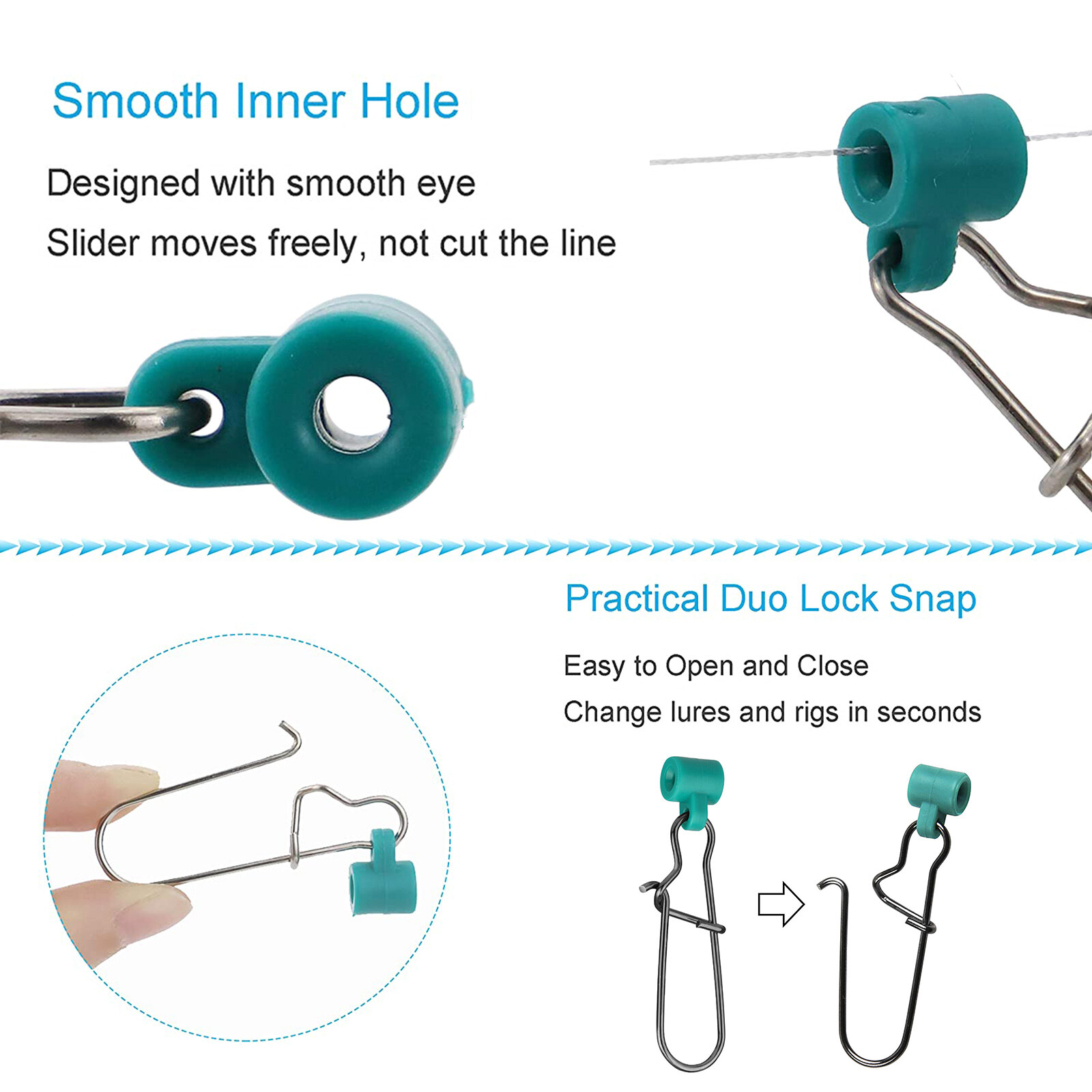 100/50X Heavy Duty Fishing Sinker Slide Stainless Steel Fish Line Finder Slider