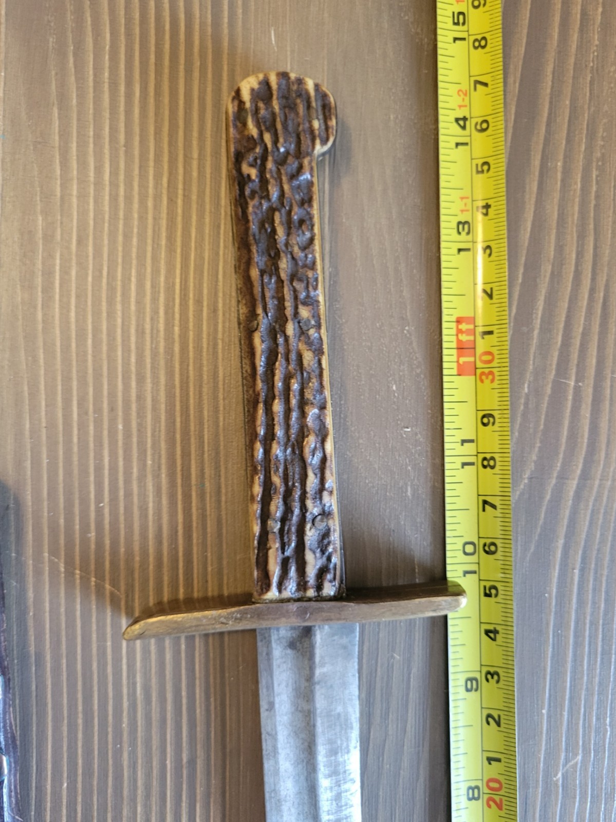 Antique Mid-1800s Stag Handle Fighting Knife with Sheath