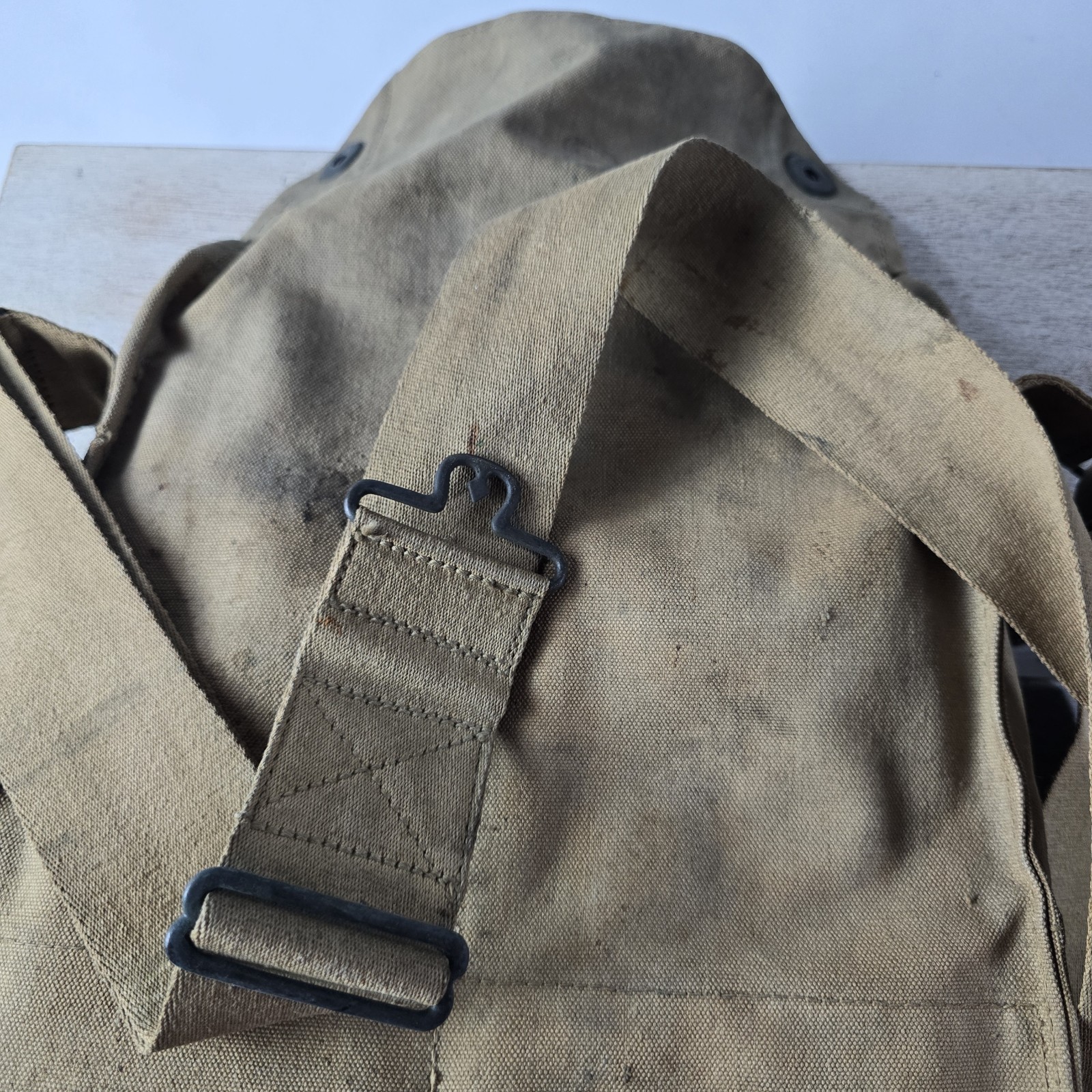 ORIGINAL WWI US ARMY M1917 SBR GAS MASK CARRY BAG-NAMED