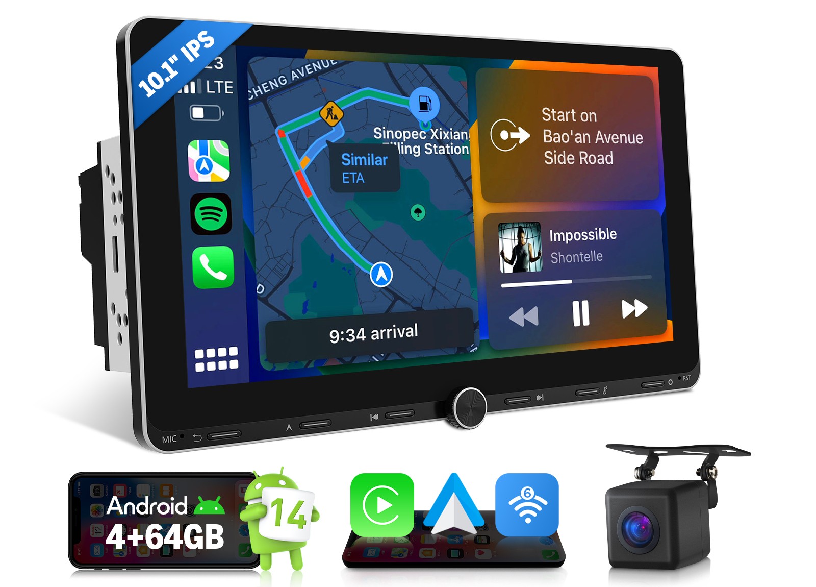 Eonon UX7A Plus 10.1" IPS Android 14 4+64G 2DIN GPS CarPlay Car Stereo Radio DSP