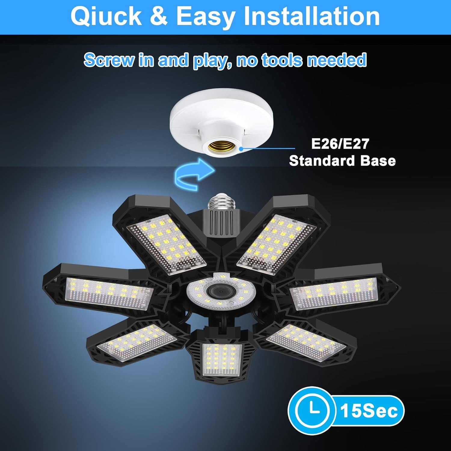 2Pack LED Garage Light 600W 12000000LM Deformable Bright Shop Ceiling Bulb Lamps