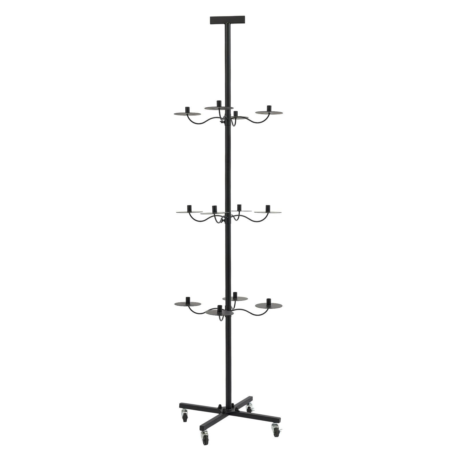Wig Display&Storage Rack For 12-head Wig Stand W/wheel Styling Wig Storage Black