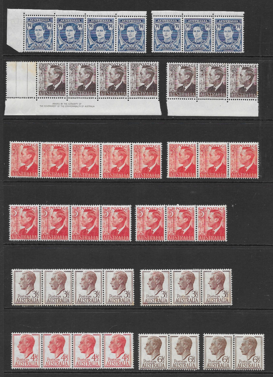 AUSTRALIA    VARIOUS GEORGE VI & ELIZABETH II    MNH ISSUES  1942 - 1953