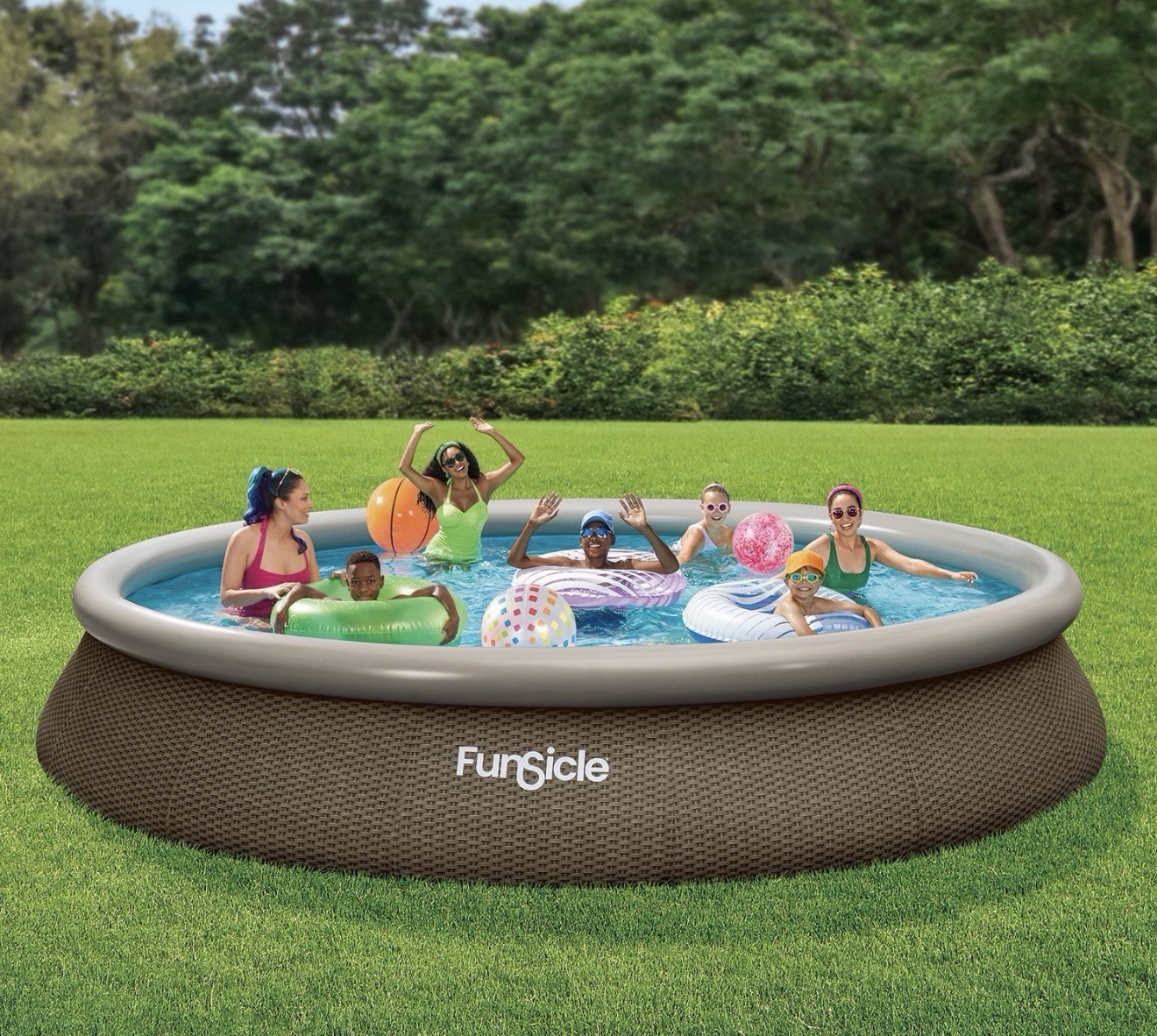 Funsicle 15' x 33" QuickSet Inflatable Ring Top Outdoor Above Ground Pool w/Pump