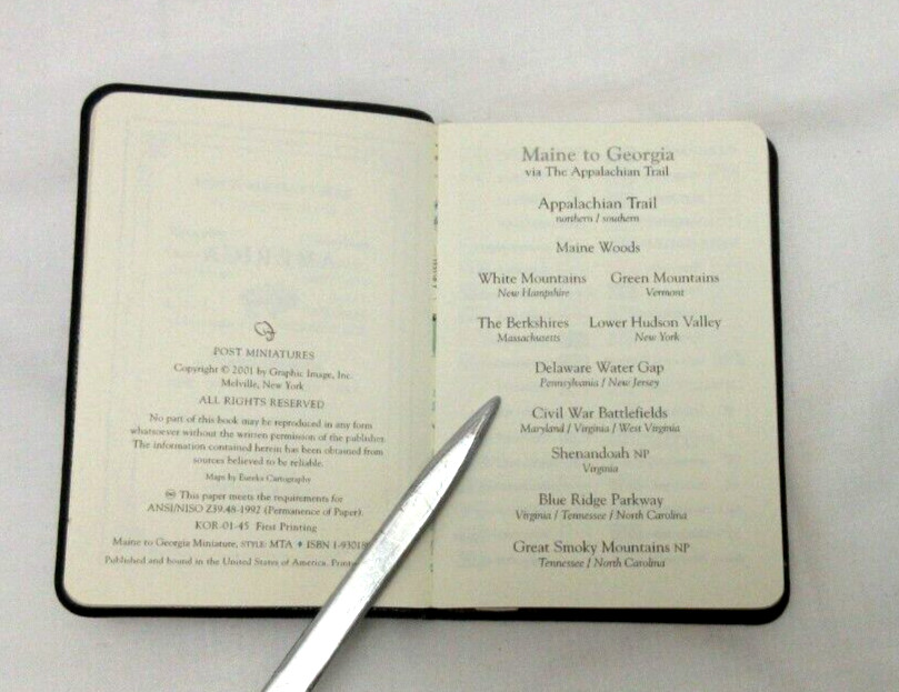 APPALACHIAN TRAIL 3x4" MIN Guide Leather Cover Notebook w Maps Info 160 Pgs NAVY