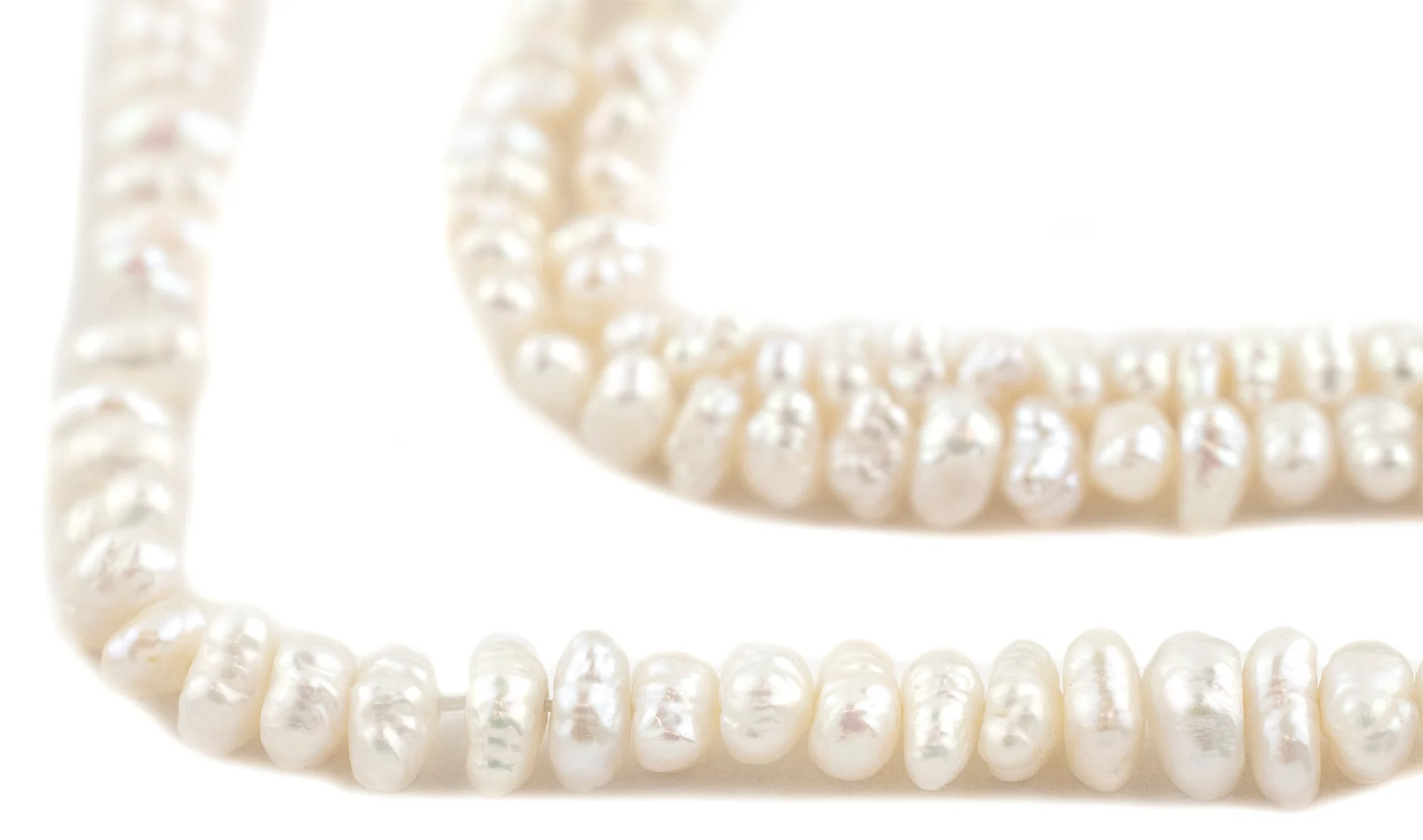 White Vintage Japanese Pearl Heishi Beads 5mm Disk 16 Inch Strand
