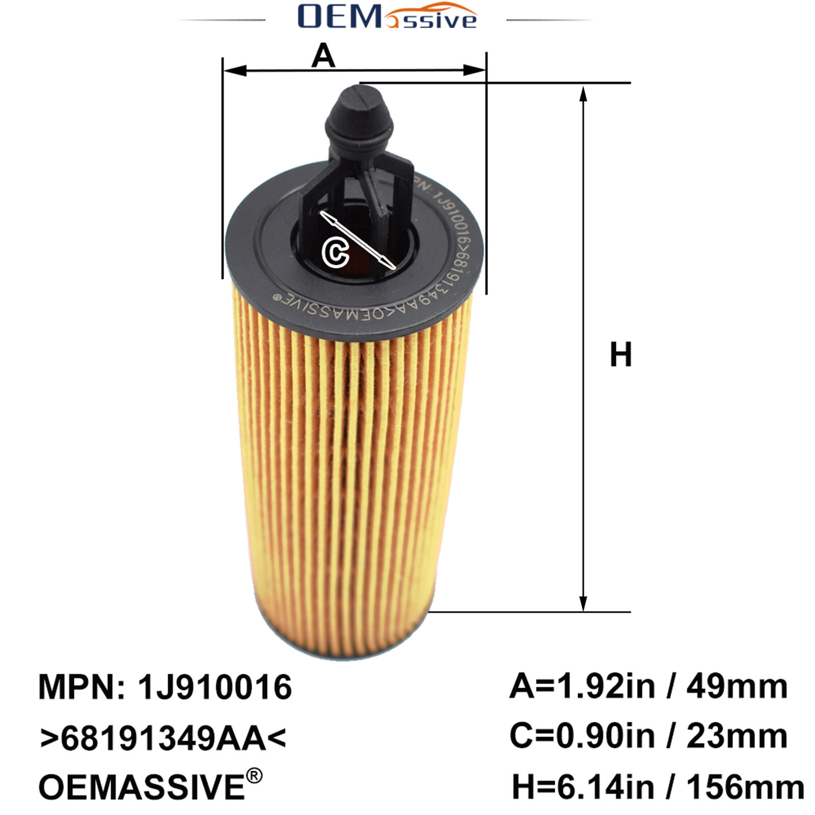 Qty 3, Oil-Filter #68191349AC For Dodge Challenger Journey Jeep Wrangler 3.2 3.6